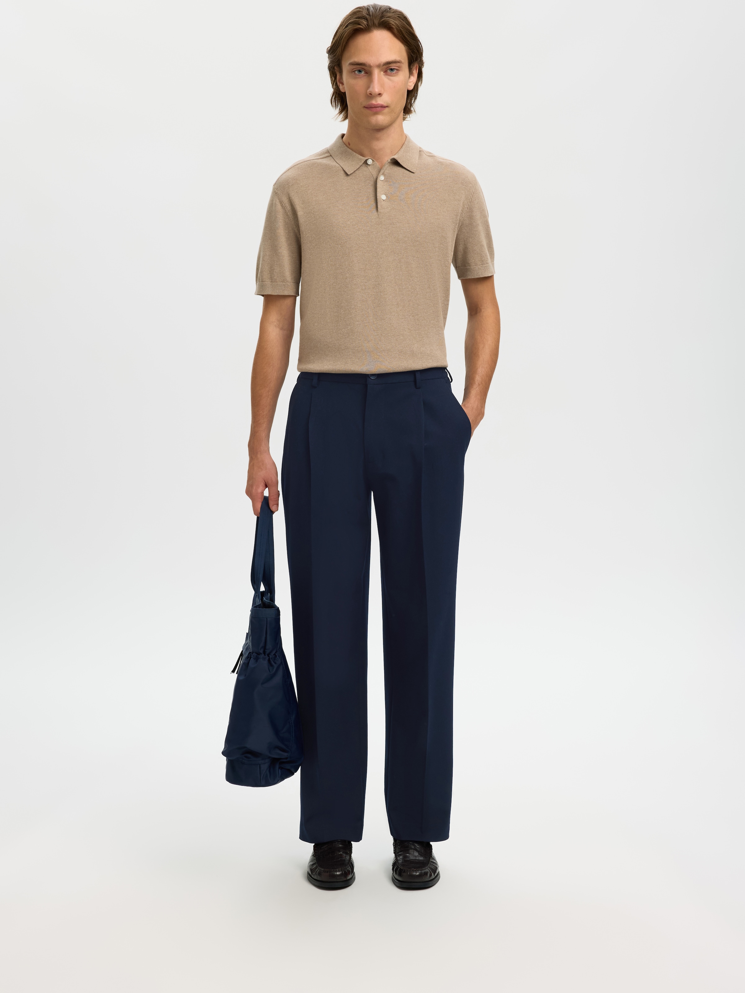 SELECTED Stoffhose »SLH220-LOOSE FINN FLEX PANTS NOOS«  Materialmix, locker geschnitten