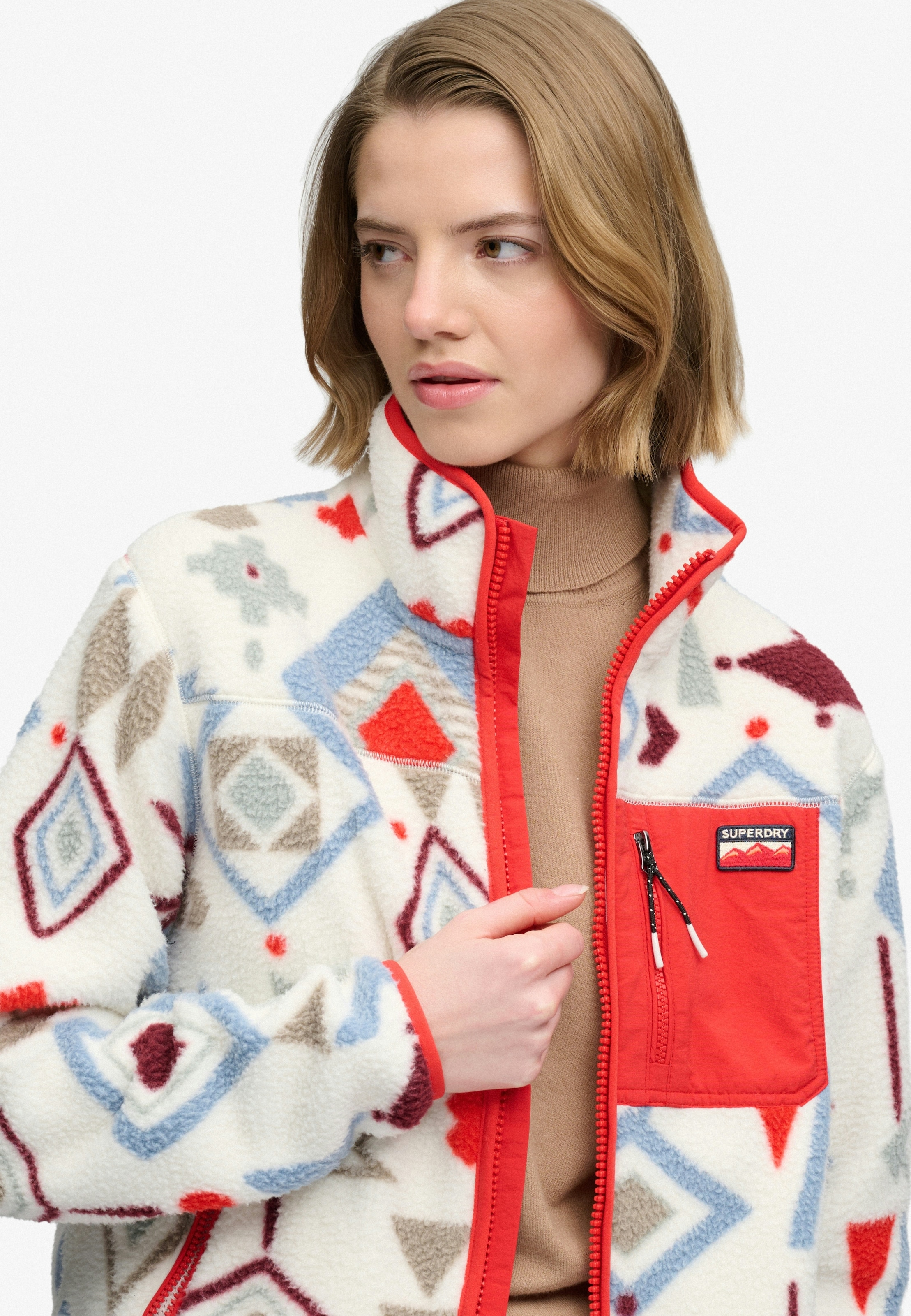 Superdry Veste polaire »OUTDOOR PRINTED ZIP FLEECE« coupe slim, col montant
