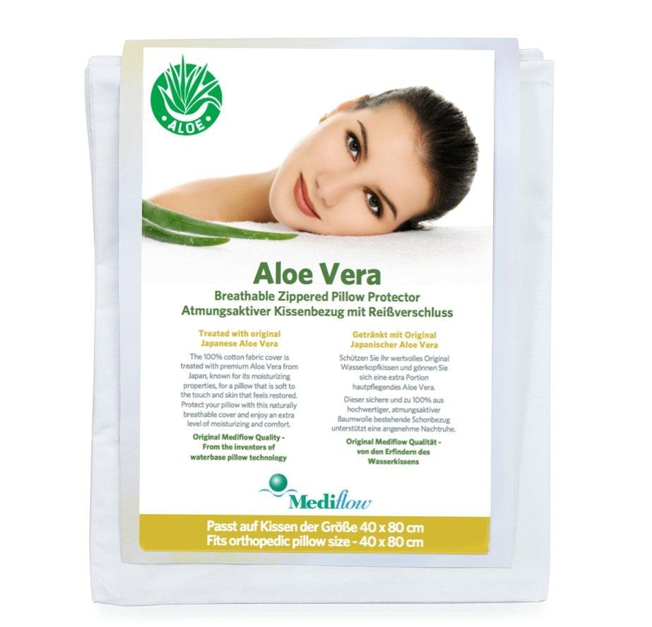 Mediflow Naturfaserkissen »Mediflow Aloe Vera Kombipack - Kissen+Bezug 5228 50x70cm«, Füllung: hochwertiges Faservlies aus 100% Polyester, Bezug: 100% Baumwolle, (2 St.)