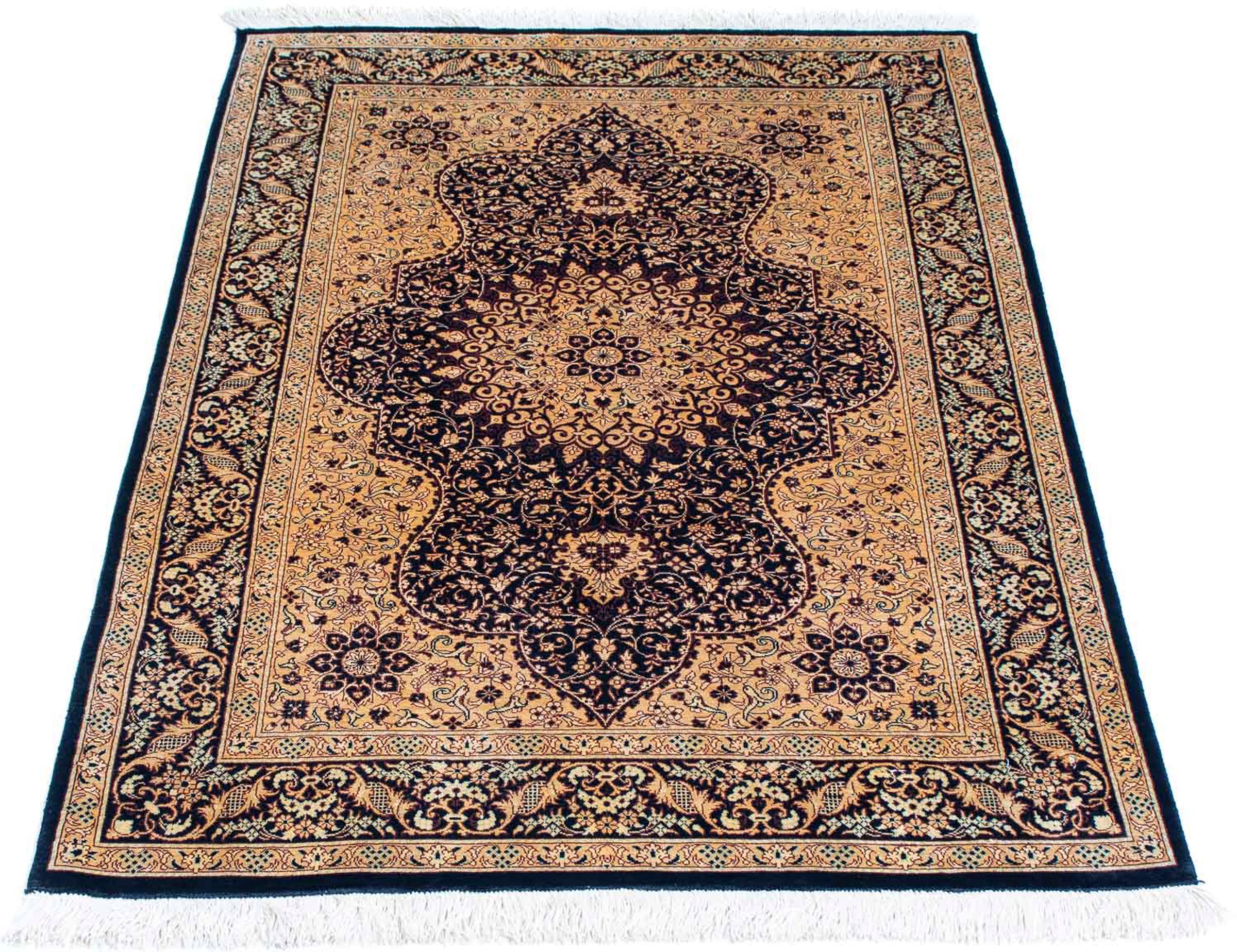 Image of morgenland Orientteppich »Perser - Ghom - 120 x 76 cm - hellbraun«, rechteckig, 10 mm Höhe, Wohnzimmer, Handgeknüpft, Einzelstück mit Zertifikat bei Ackermann Versand Schweiz