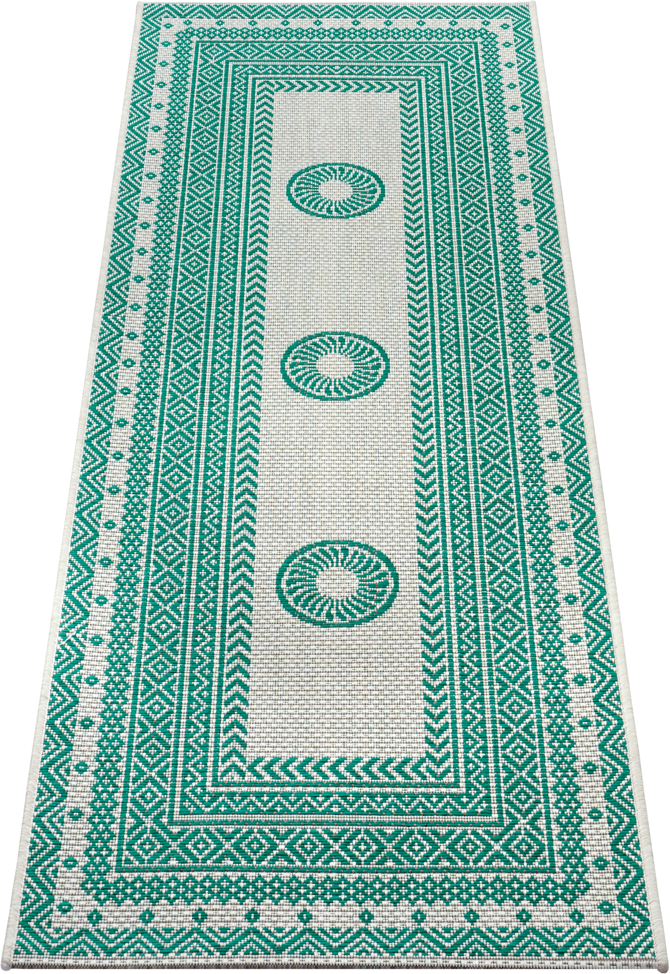 Image of NORTHRUGS Läufer »Elegant«, rechteckig, 4 mm Höhe, Flachgewebe In und Outdoor geeignet, Grafisches Design, gekettelt, Wohnzimmer, Balkon, Terrasse, Garten, Robust, Pflegeleicht bei Ackermann Versand Schweiz