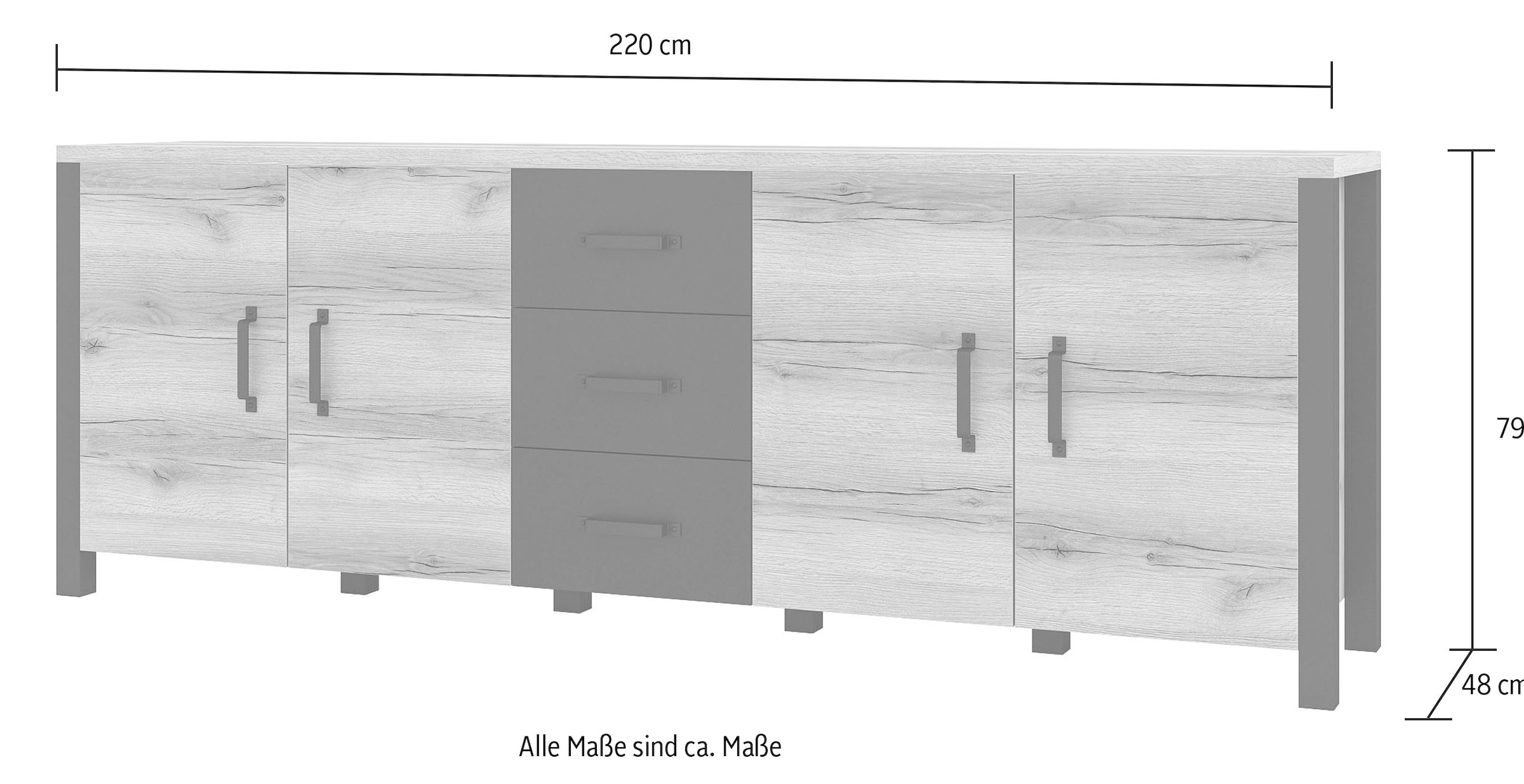 Helvetia Sideboard »Olin«, Breite 220cm