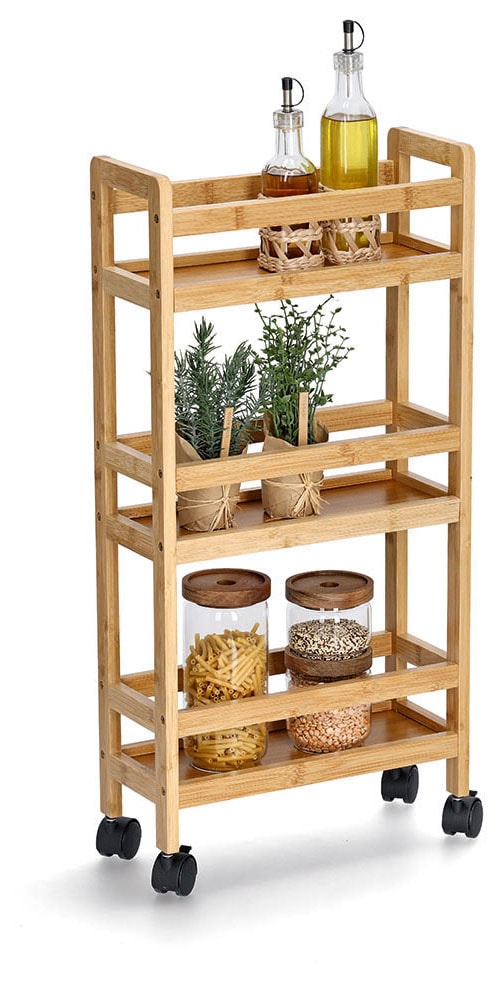 Zeller Present Chariot à roulettes natur, Bambus / MDF, inkl. 4 Rollen