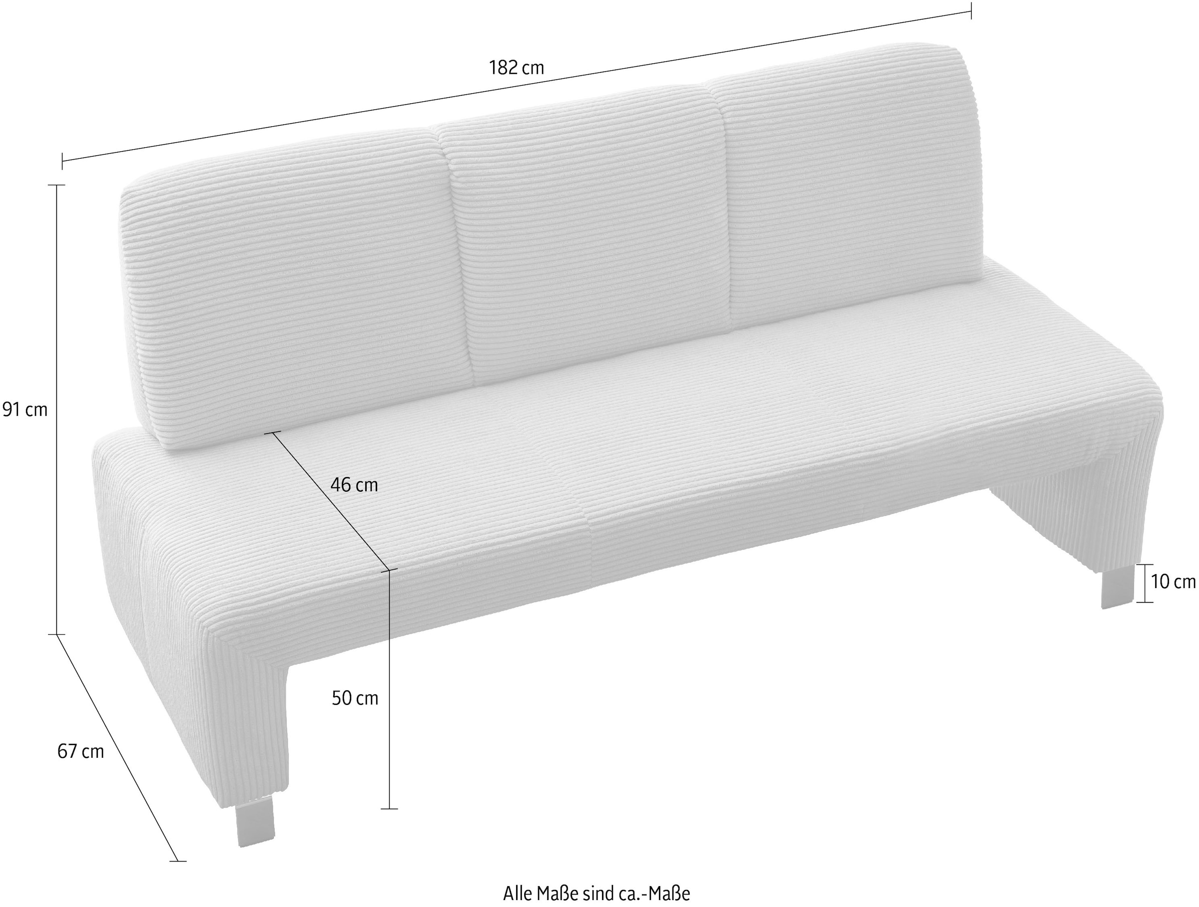 exxpo - sofa fashion Polsterbank »Intenso, Sitzbank, Breite 182 cm, wahlweise in Leder oder Textil«, hohe Bodenfreiheit, frei im Raum stellbar, hoher Sitzkomfort