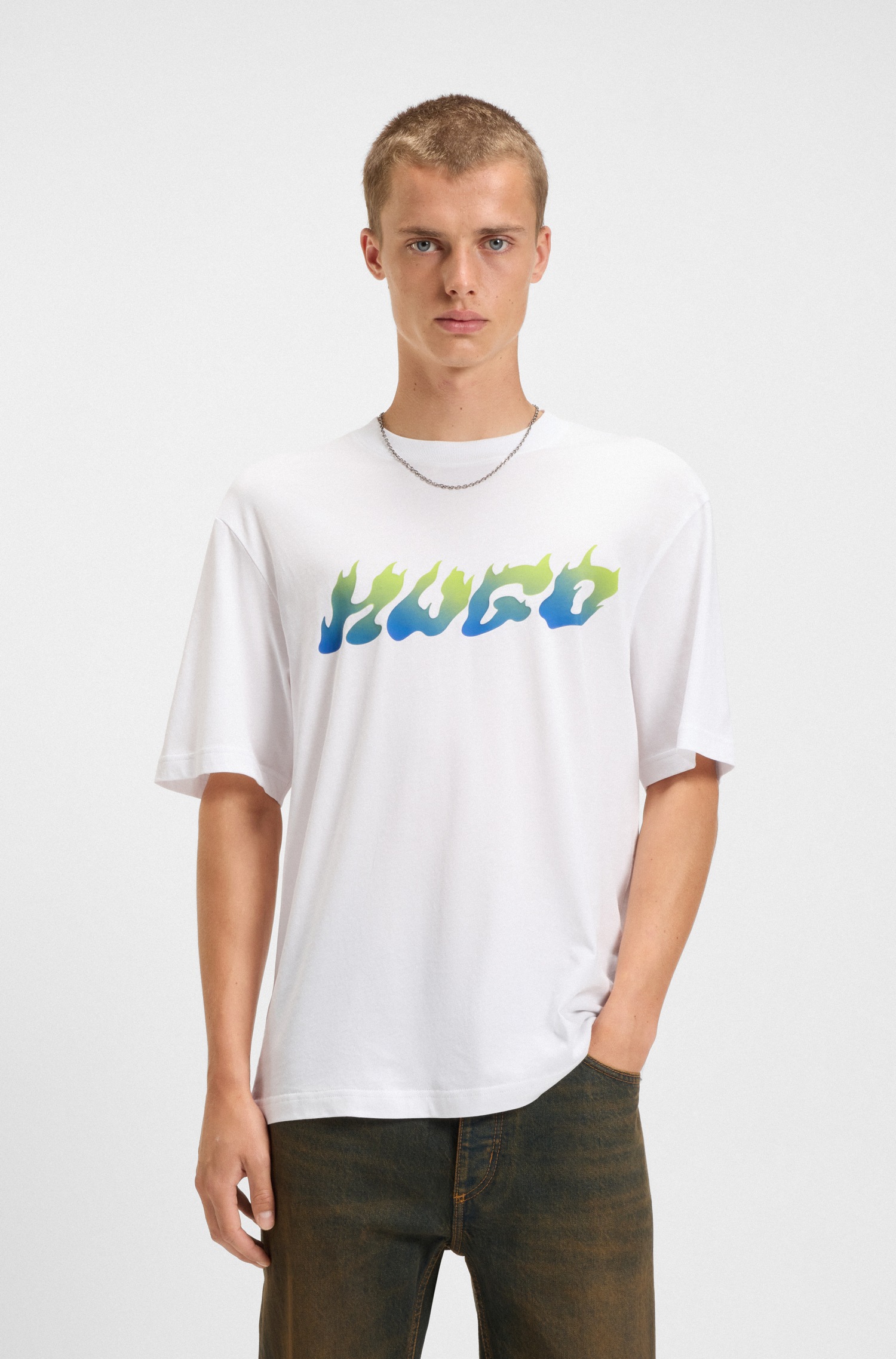 Image of HUGO T-Shirt "Napolux" Rundhalsausschnitt, regular fit, Logodruck