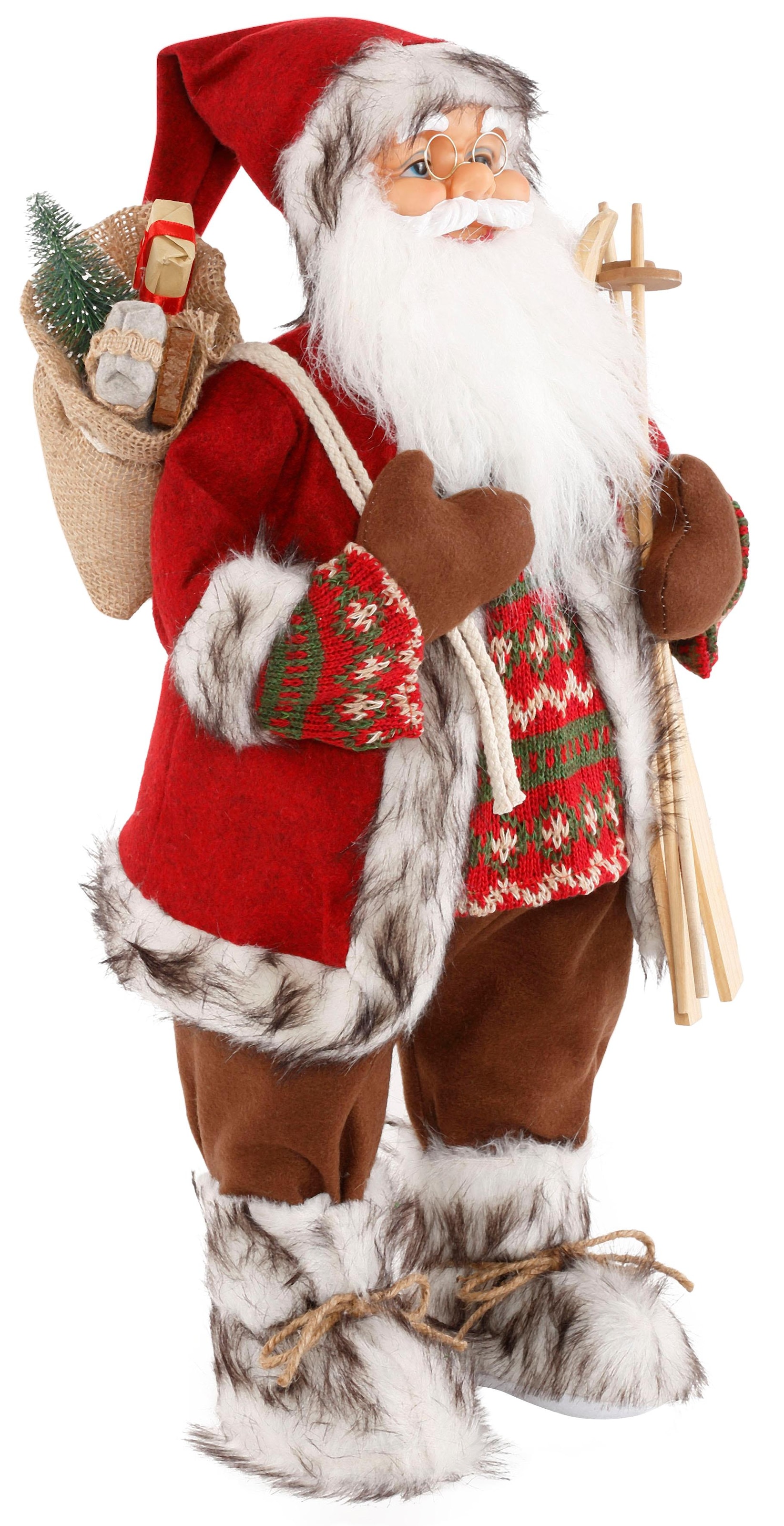 HOSSNER - HOMECOLLECTION »Santa kaufen Skiern Dekofigur, dem und Geschenken«, Arm mit Weihnachtsfigur unter Weihnachtsmann Weihnachtsdeko