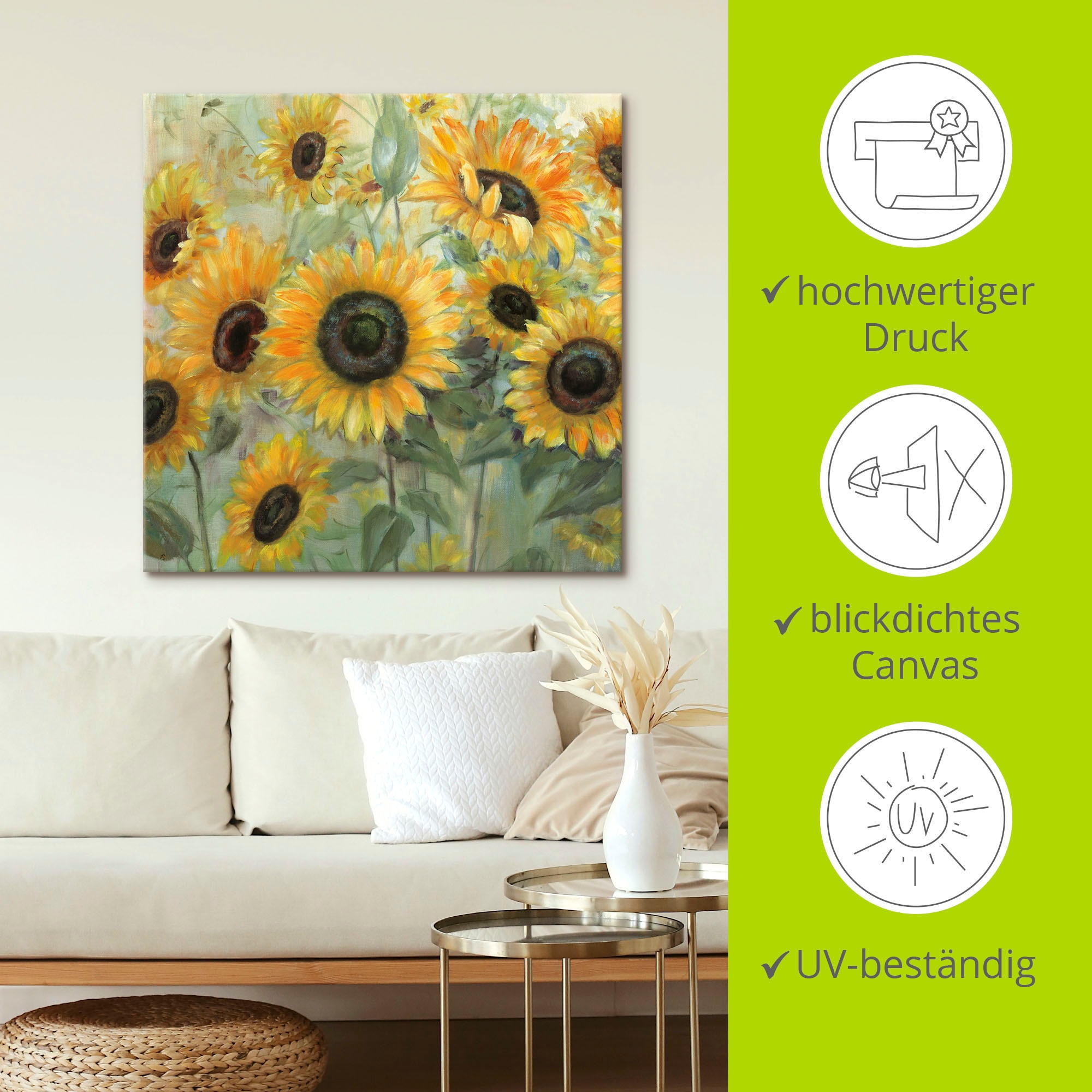 Artland Wandbild »Sonnenblumenwiese« 1 Stk. tlg. als Leinwandbild, Wandaufkleber in verschied. Grössen