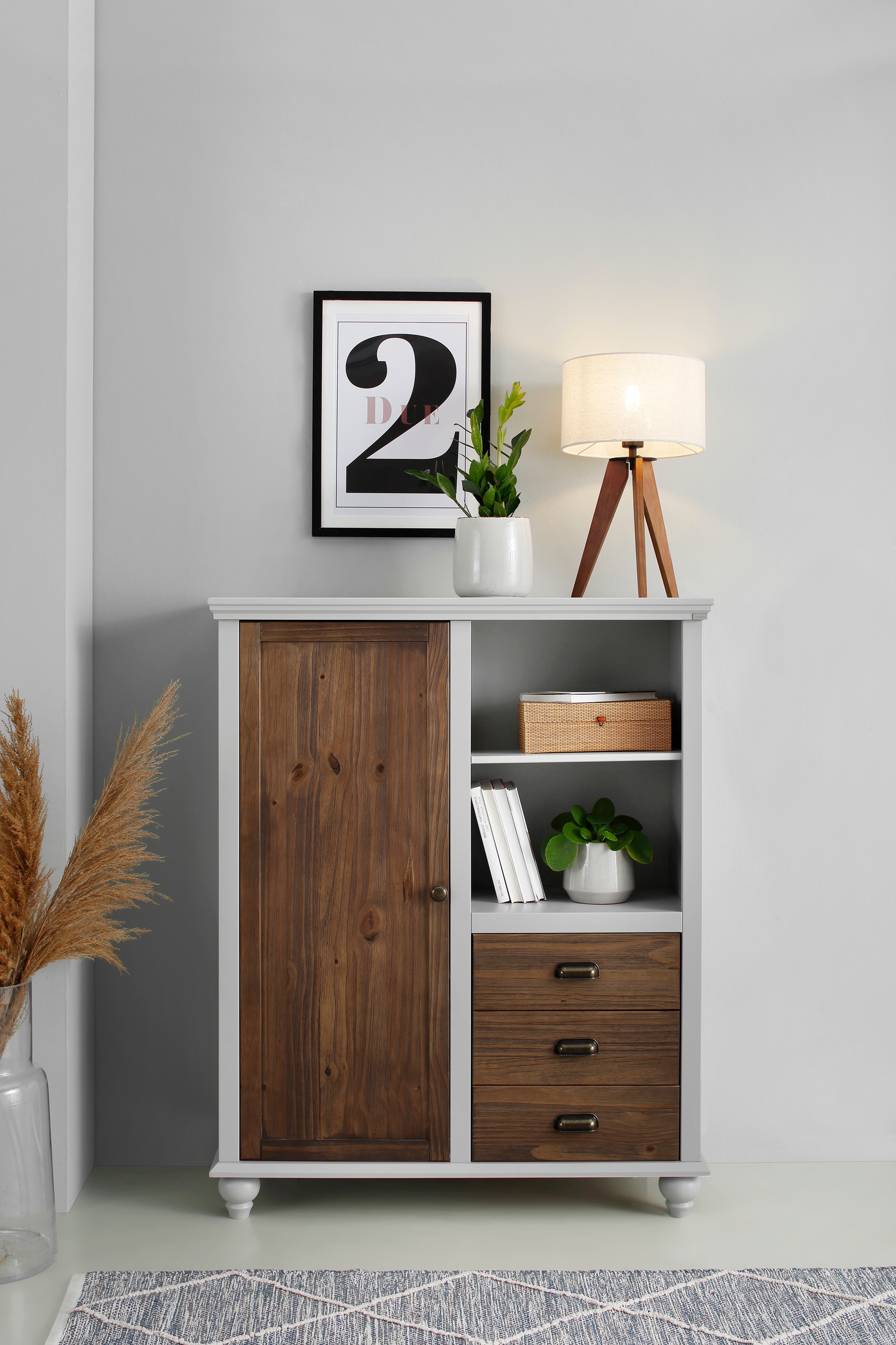 Home affaire Hochschrank »Borey«,  aus Massivholz