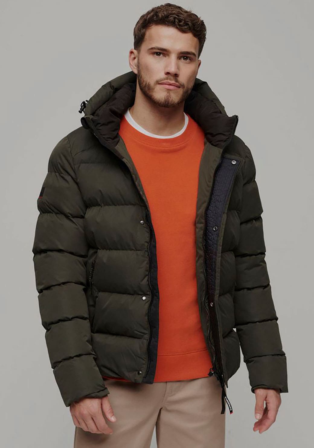 Steppjacke »HOODED MICROFIBRE SPORT PUFFER«, mit Kapuze