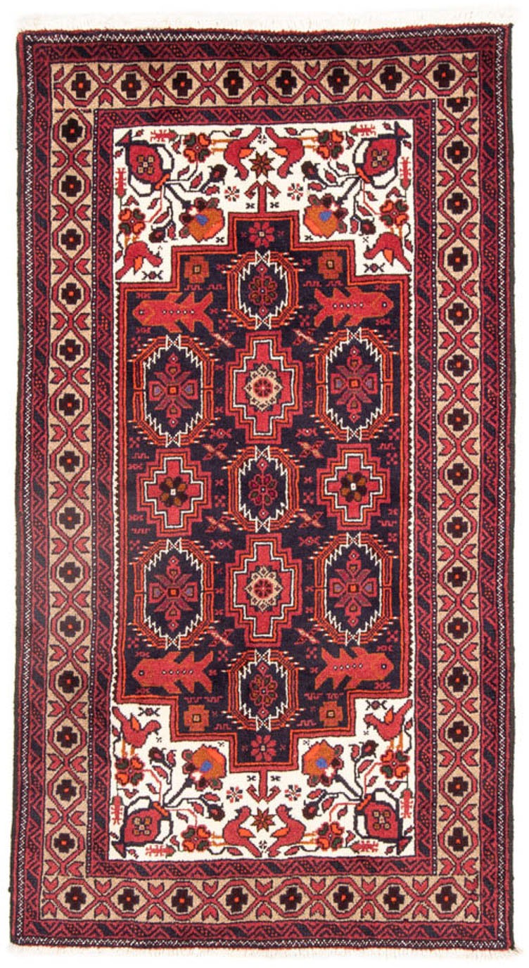 Image of morgenland Hochflor-Läufer »Belutsch Durchgemustert Rosso 195 x 106 cm«, rechteckig, 0,8 mm Höhe, Handgeknüpft bei Ackermann Versand Schweiz