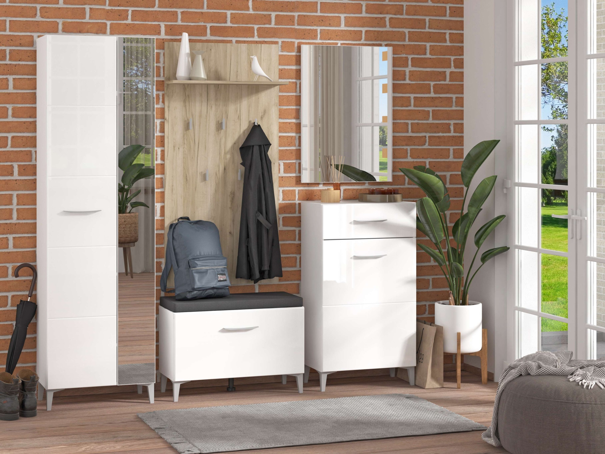INOSIGN Garderobenpaneel »Como, Wandregal mit Haken, mit Regal«, Wandgarderobe, Aufhänger, in modernen Farben, Höhe 137 cm