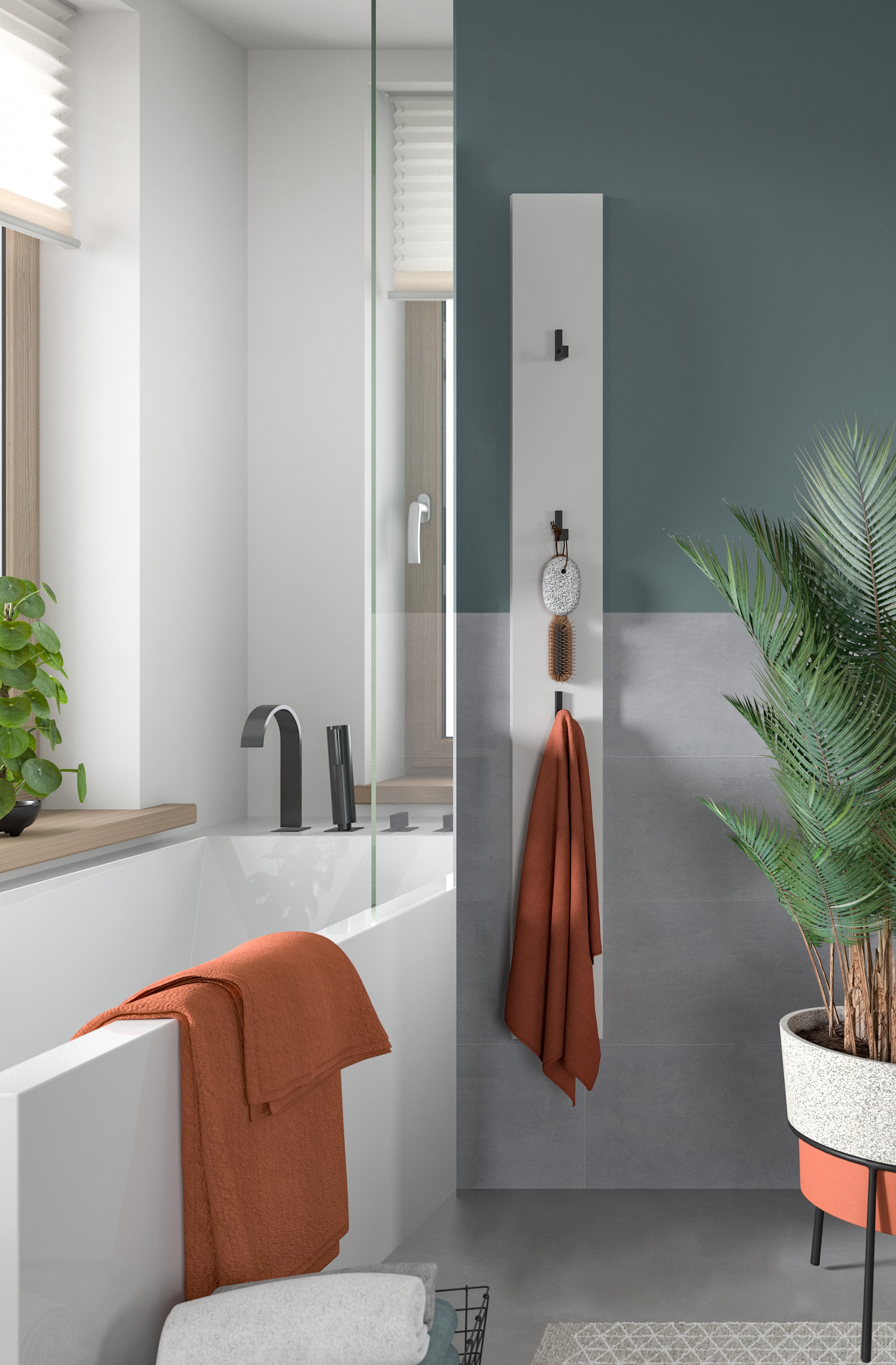 welltime Barre à crochets »VICENZA, TOPSELLER!, Höhe 150cm, 4 schwarze Haken« Paneel, Wandpaneel, Paneel, Wandhaken, Wandboard