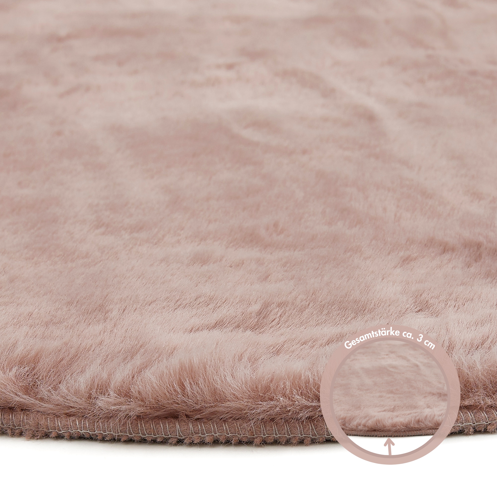 GOODproduct Tapis à poils longs »Lugano« Rond 30 mm Höhe Kunstfell, Uni Farben, sehr weich & kuschelig