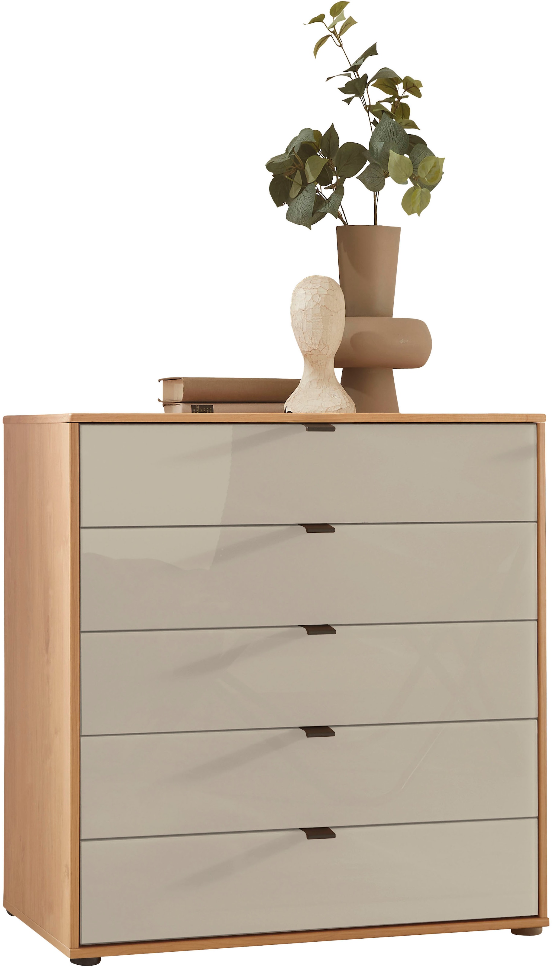Image of WIEMANN Schubkastenkommode "Cardiff Sideboard, Wäscheschrank, teilmassiv Erle, mit Schubladen" Glas- oder Massivholzfront, verschiedene Breiten, MADE IN GERMANY, Schubkästen inklusive Selbsteinzug und Dämpfung