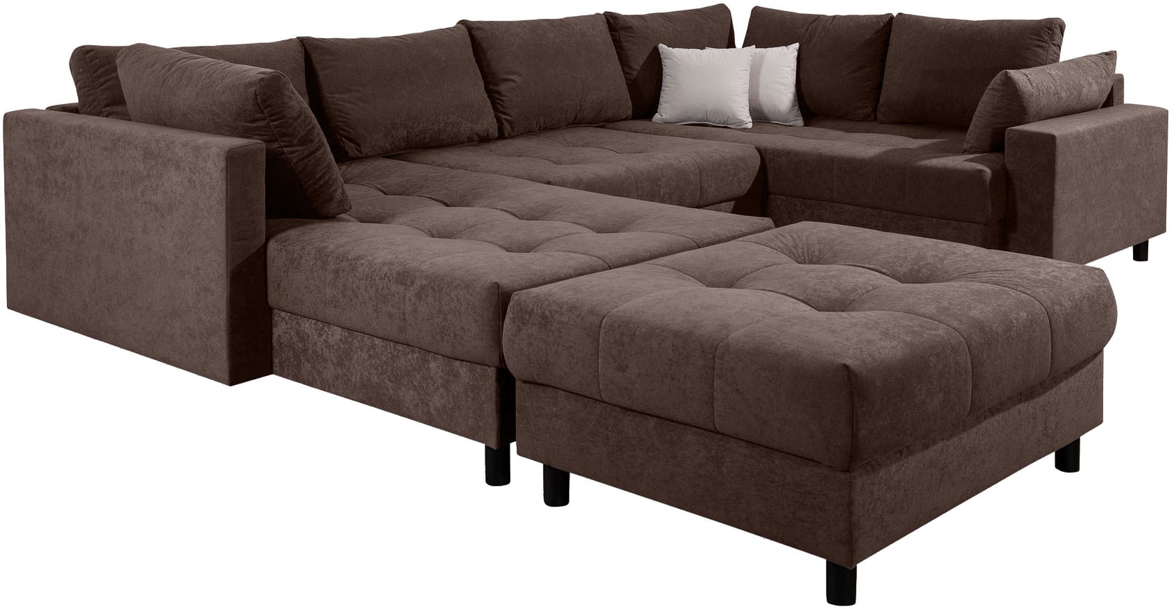 COLLECTION AB Paysage de salon »Toni U-Form, B: 298 cm« Set: Sofa & Hocker, 2 Zierkissen, Federkern