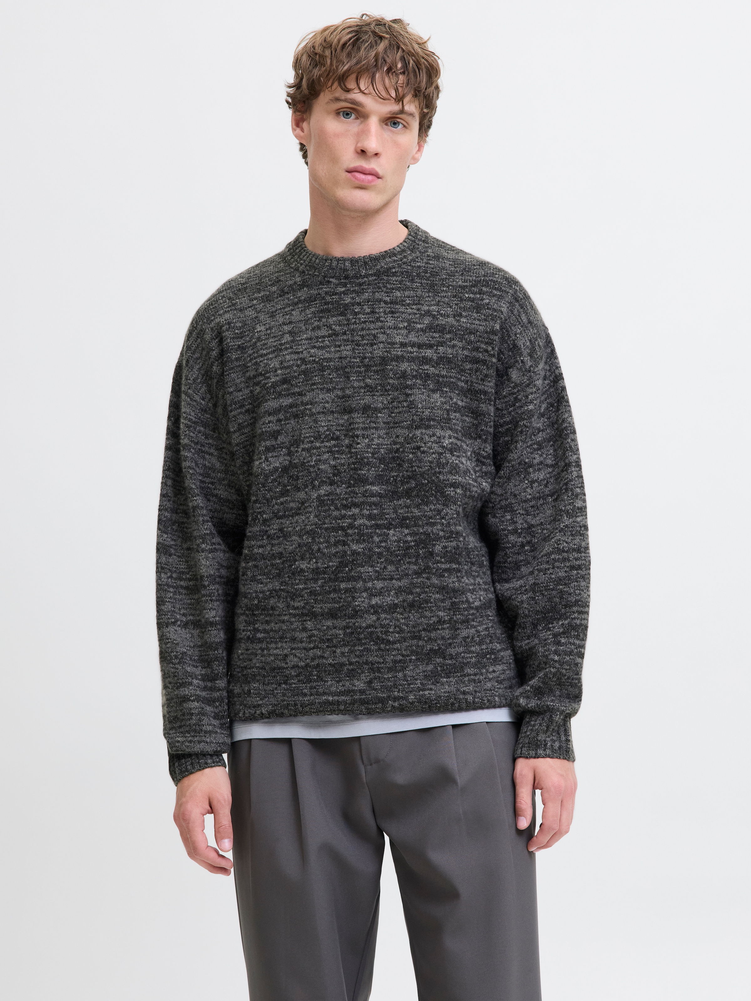 Image of Jack & Jones Rundhalspullover "JJESOHO OLLIE KNIT CREW NECK SN" Materialmix, relaxed fit
