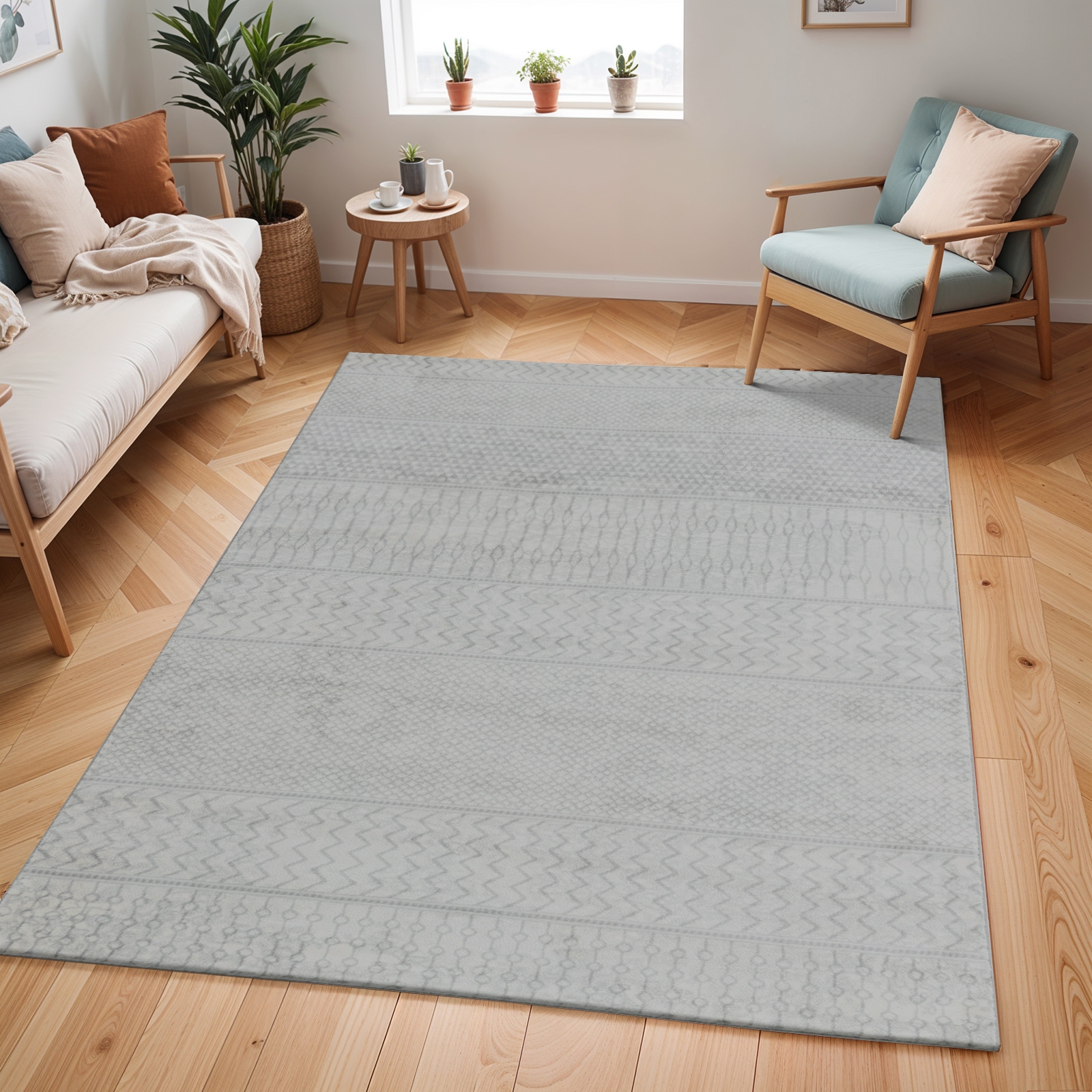Image of Livabliss Teppich "CIXI" rechteckig 11 mm Höhe Skandinavischer Teppich, Kurzflor Boho-Wohnzimmerteppich, Läufer