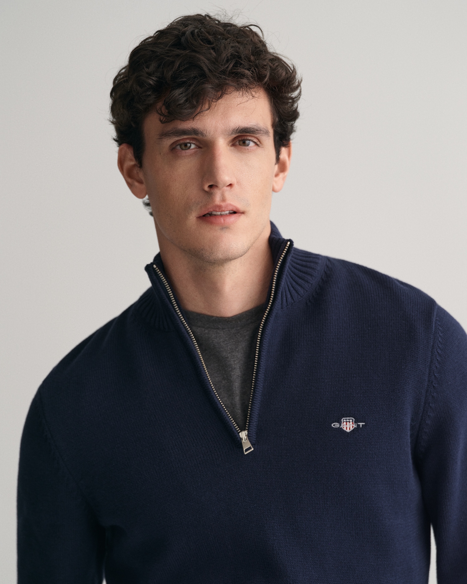 Gant Troyer »CASUAL COTTON HALF ZIP«, mit grafischer Logostickerei auf der Brust