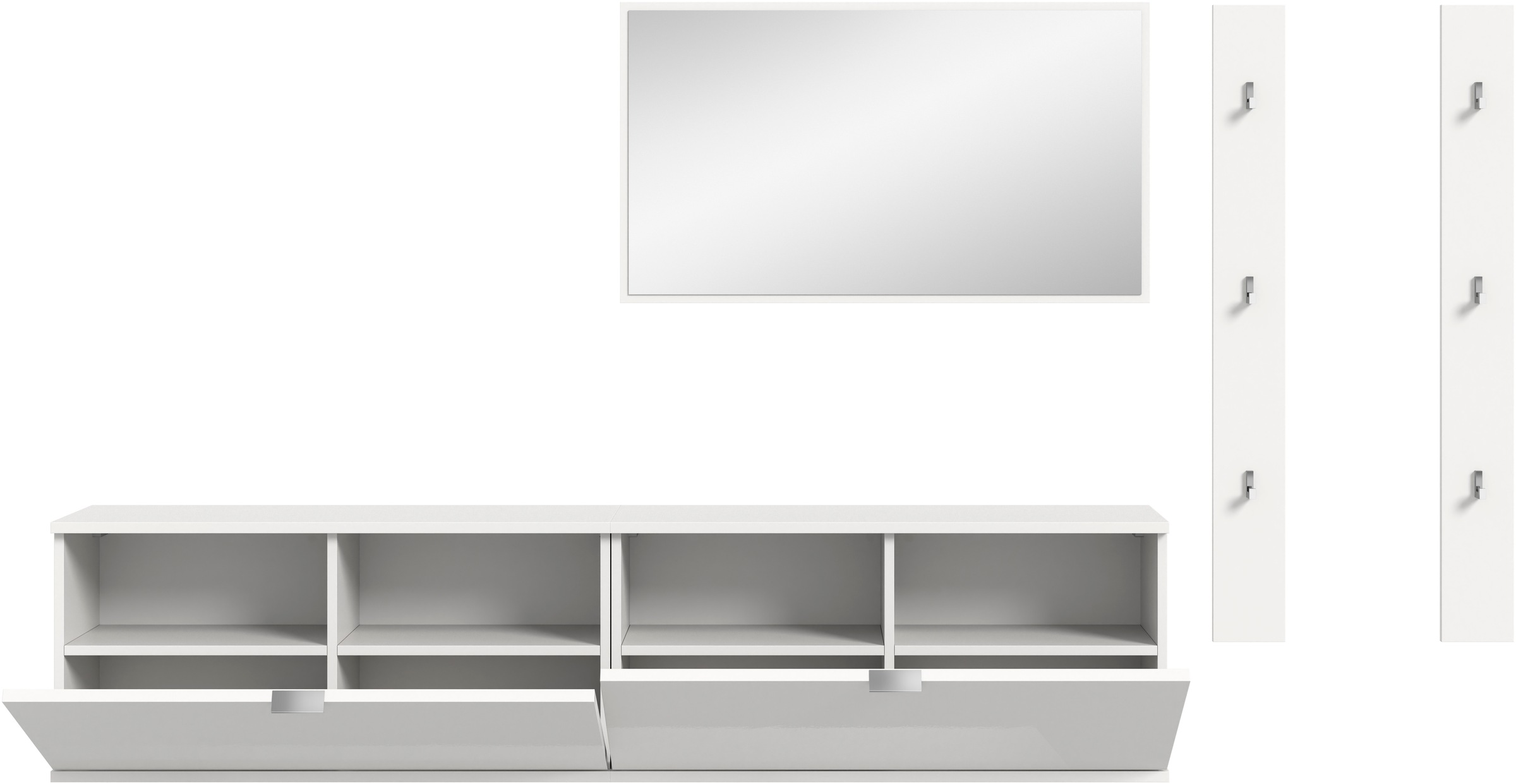 INOSIGN Garderoben-Set »Trondheim Garderobenset 4-tlg., Breite 237 cm,«, (4 St.), hochglanz, best. aus: Spiegel, 2er Set Paneele, Kommoden, Flur