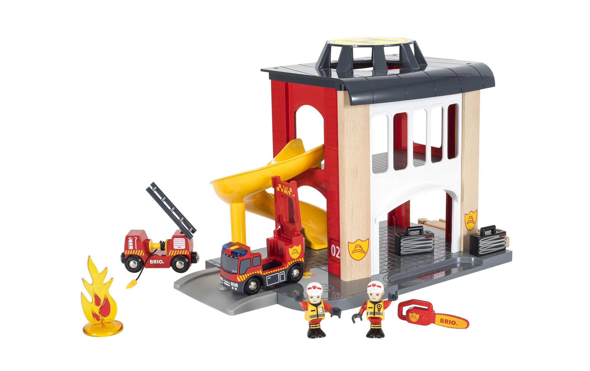 Image of BRIO® Spielzeugeisenbahn-Gebäude »BRIO® WORLD Grosse Feuerwehrstation mit Einsatzfahrzeug« bei Ackermann Versand Schweiz