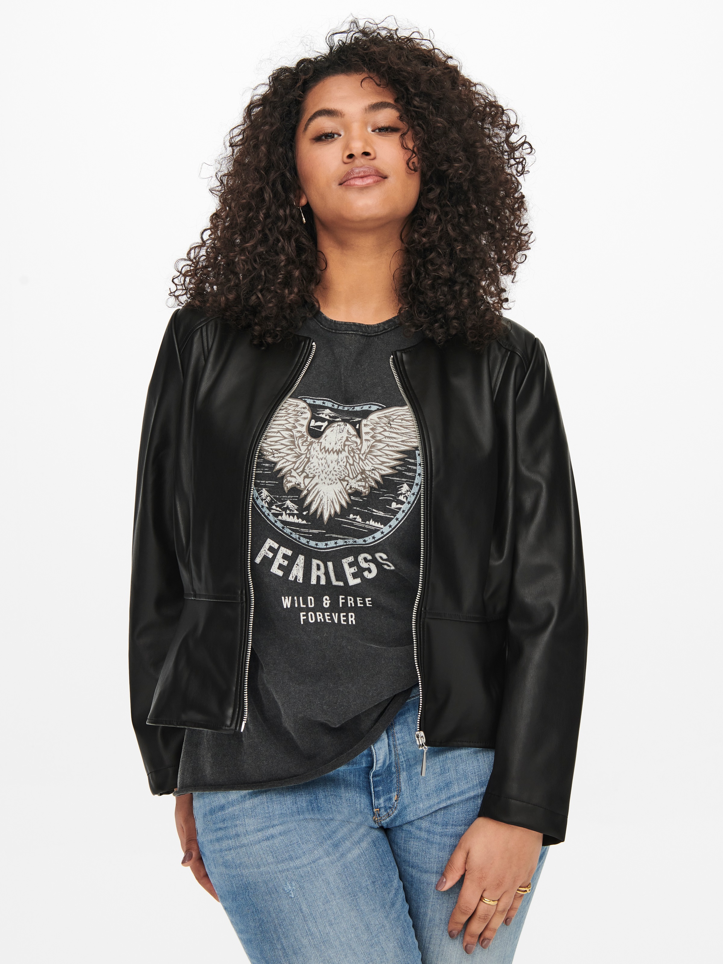 Image of ONLY CARMAKOMA Lederimitatjacke "CARSARAMY FAUX LEATHER JACKET OTW" SLIM FIT