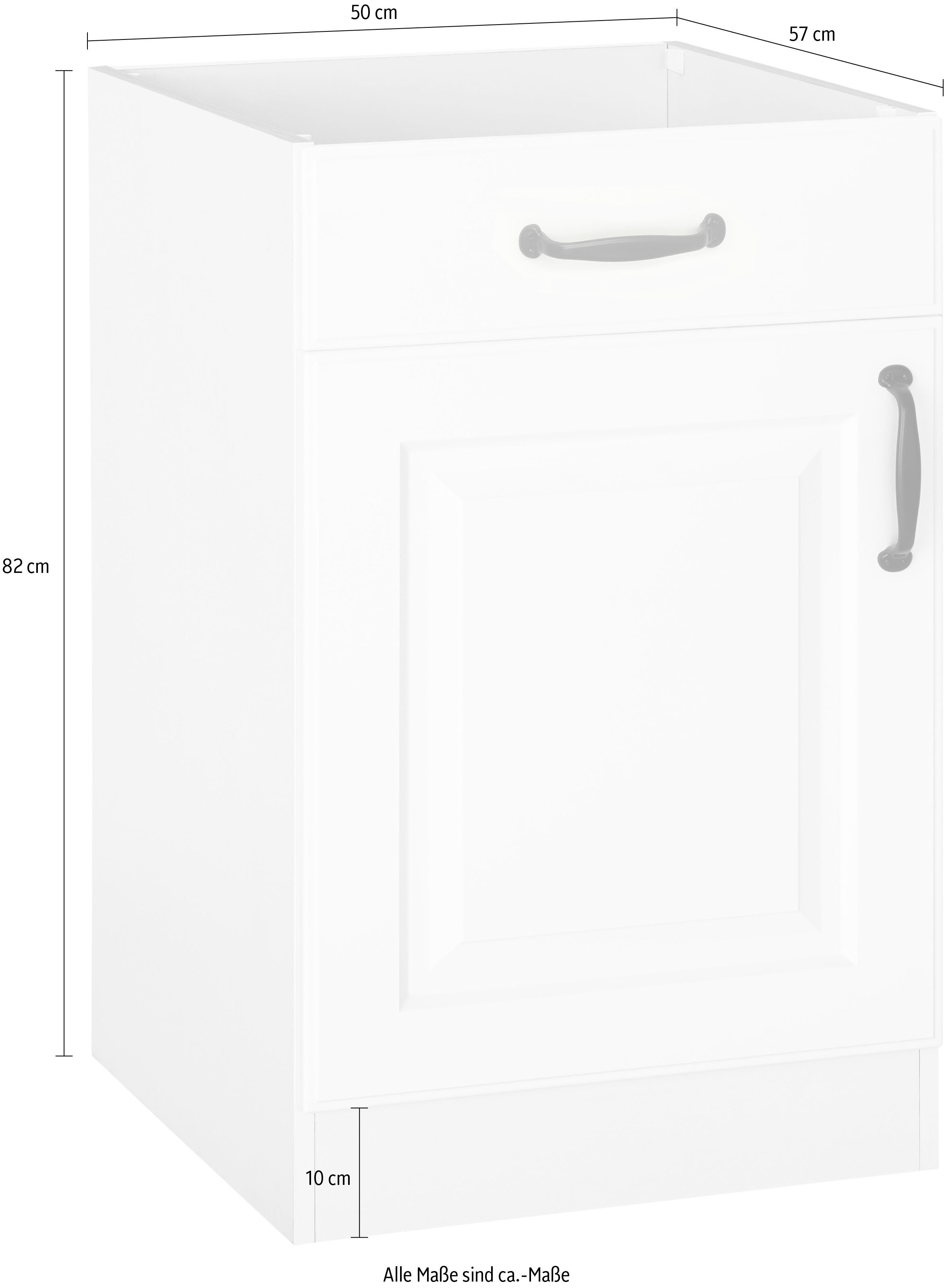 wiho Küchen Unterschrank »Erla«, confortablement ohne breit Arbeitsplatte Kassettenfront, mit acheter 50 cm