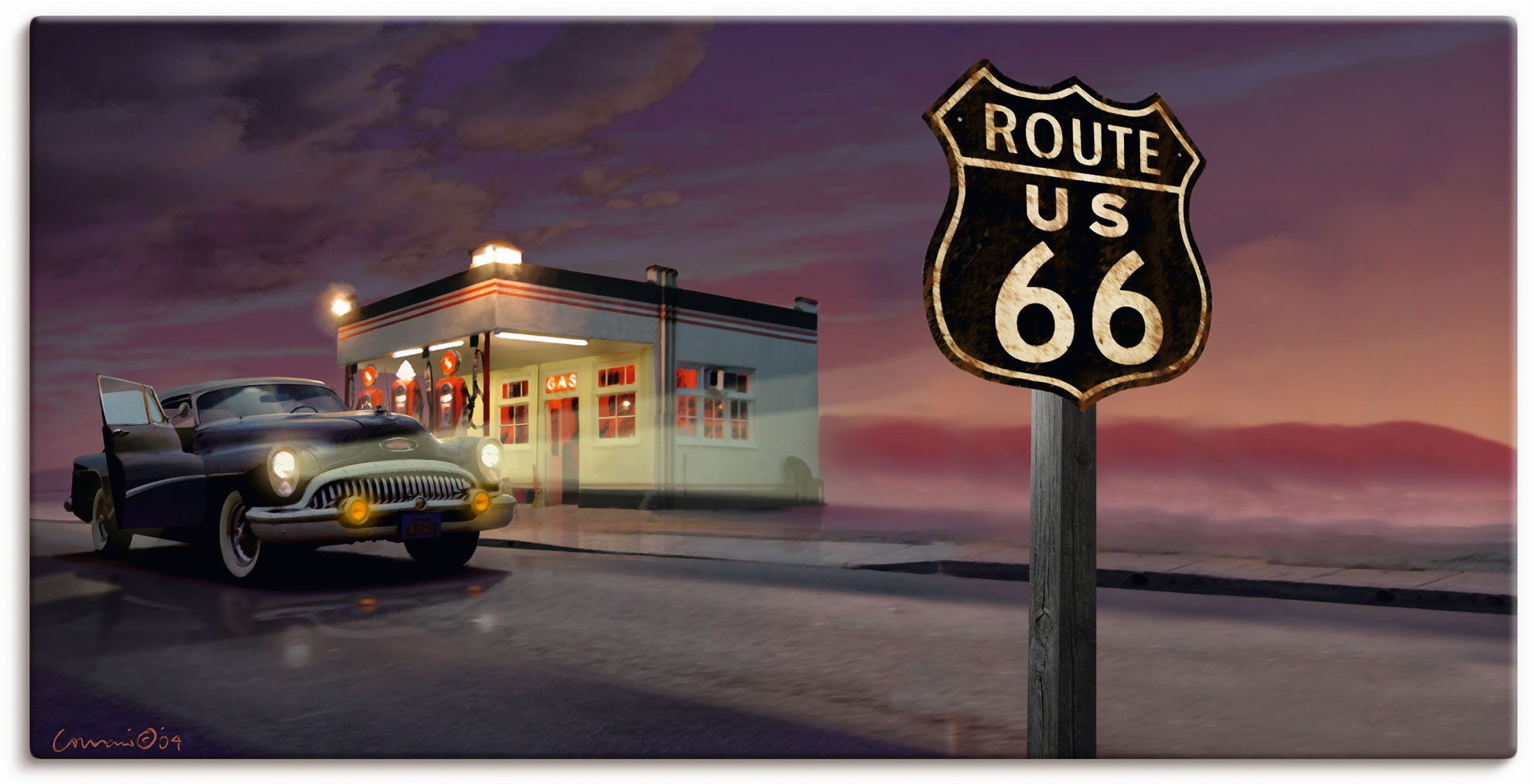 Image of Artland Wandbild »Route 66«, Bilder von Amerika, (1 St.), in vielen Grössen & Produktarten - Alubild / Outdoorbild für den Aussenbereich, Leinwandbild, Poster, Wandaufkleber / Wandtattoo auch für Badezimmer geeignet bei Ackermann Versand Schweiz