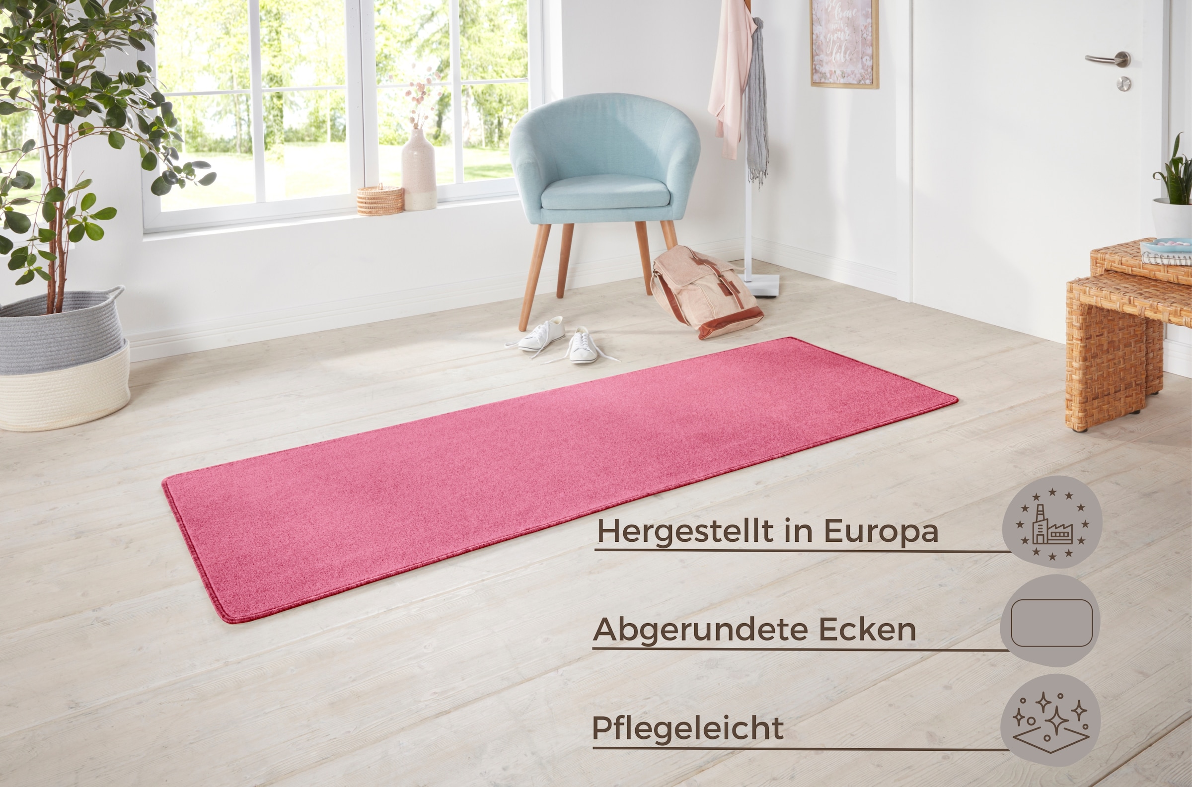 HANSE Home Teppich »Shashi«, rechteckig, 8,5 mm Höhe, Kurzflor, Unifarben, Läufer, weich, Esszimmer, Kinderzimmer, Flur