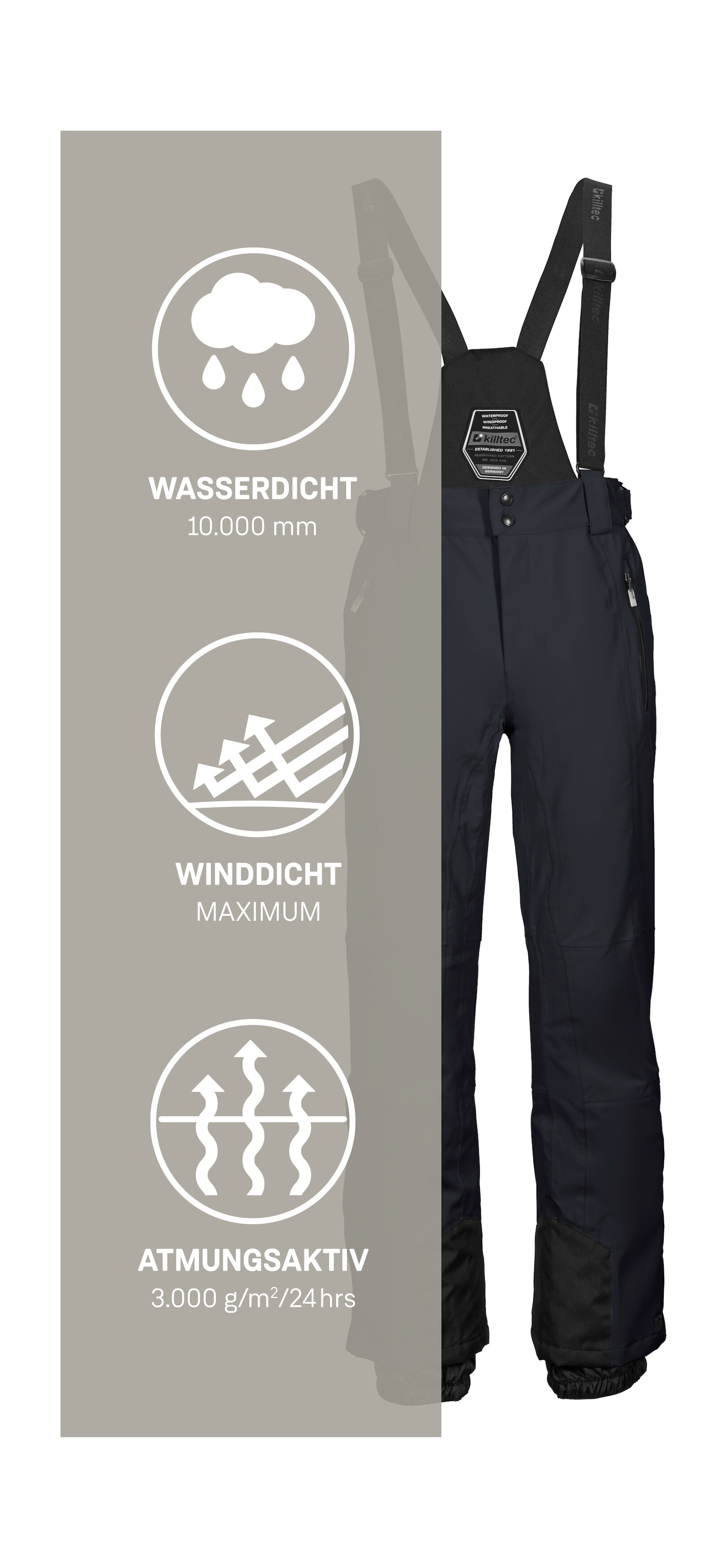 Killtec Pantalon de ski »Enosh«  Imperméable à l'eau et au vent, respirant, taille réglable, protection des bords