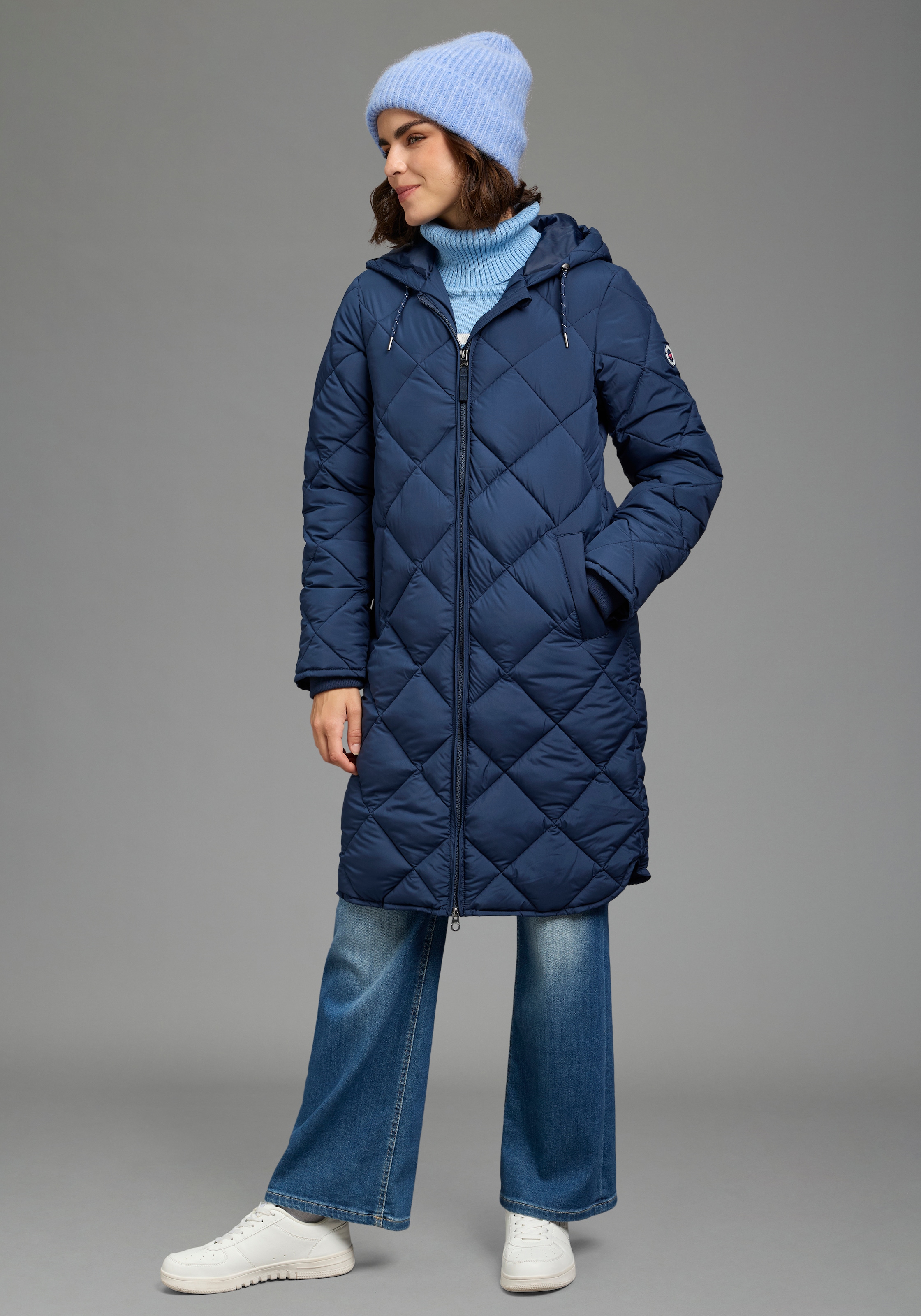 Image of KangaROOS Steppjacke mit Kapuze lange Form mit Kapuze und modernem Steppmuster
