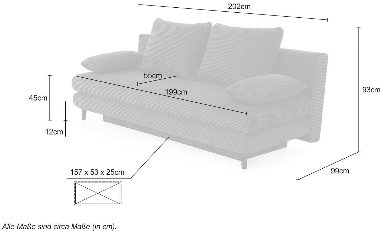 Jockenhöfer Gruppe Schlafsofa »Per, mit Gästebettfunktion, inklusive 4 Kissen«, Wellenschaumpolsterung und grosszügigem Stauraum/Bettkasten