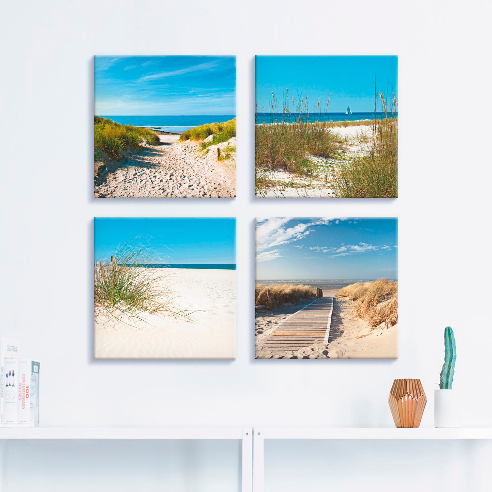 Artland Tableau sur toile »Strand und Sanddünen« 4 cuis tlg. 4er Set, verschiedene Grössen