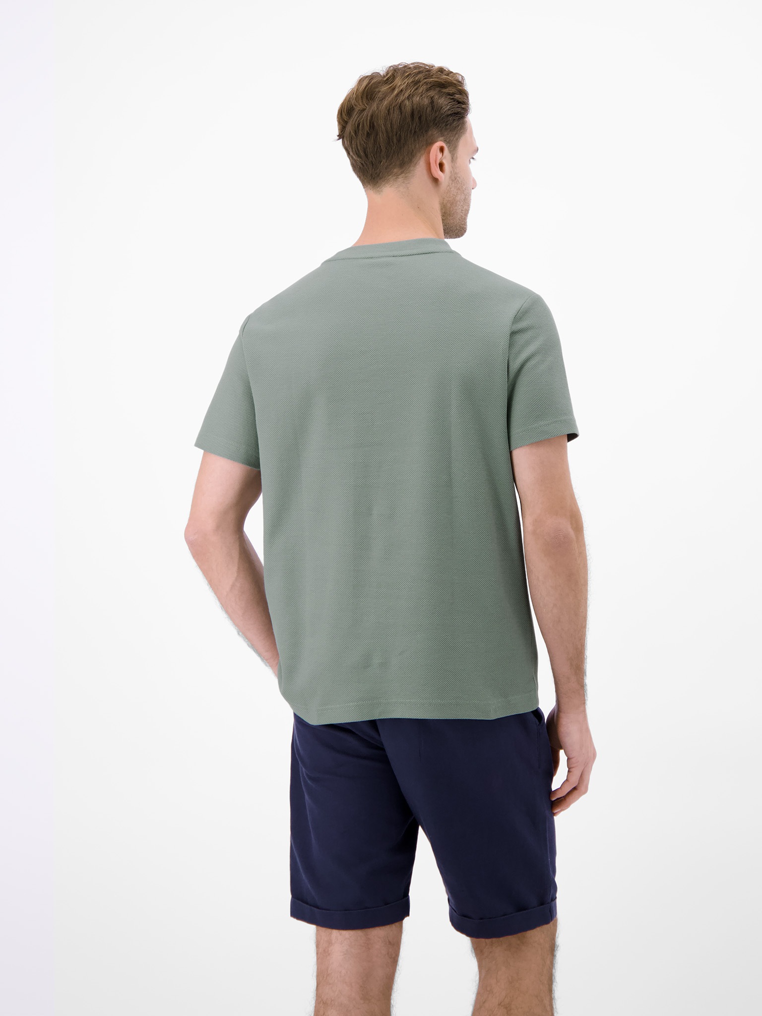 Image of LERROS Rundhalsshirt mit Logo-Badge und in Waffle-Optik