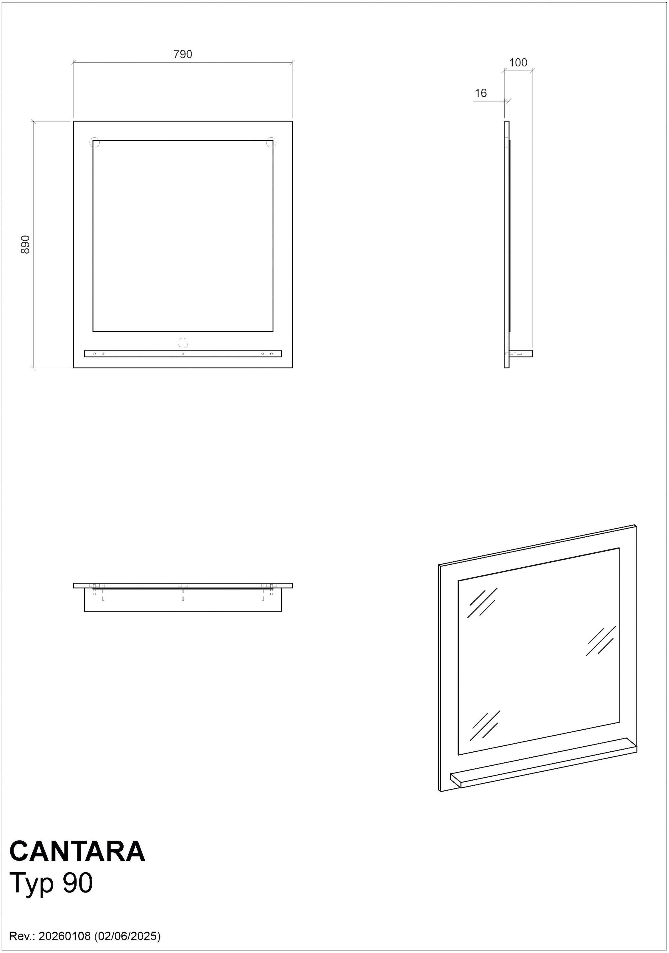 Home affaire Miroir de vestiaire »Cantara, Spiegel in zwei Farben, modernes, zeitloses Design« universell einsetzbar, mit Ablagefläche, eckig, 79 cm breit