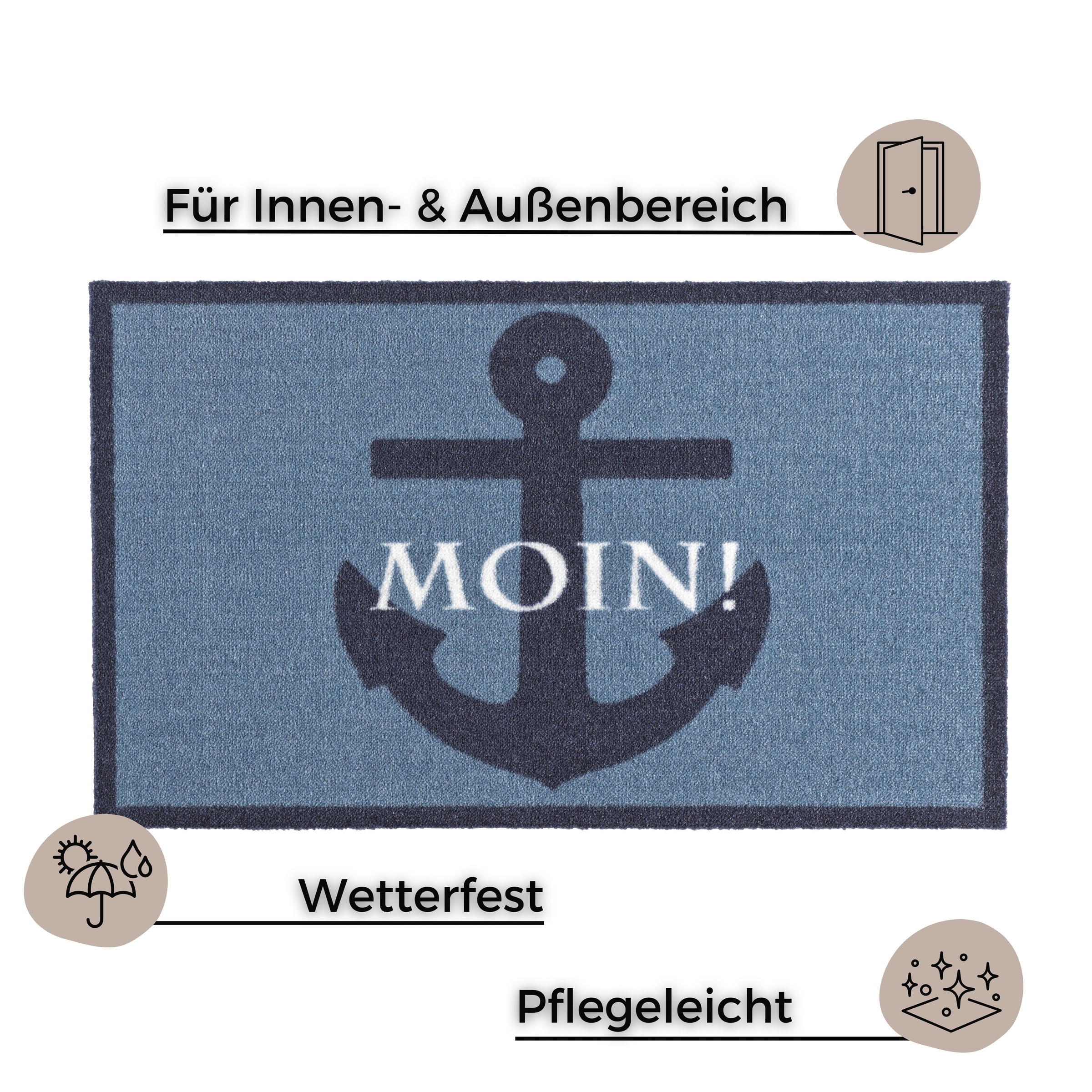 HANSE Home Fussmatte »Moin, Türmatte«, rechteckig, 7 mm Höhe, Waschbar, Schmutzfangmatte, Outdoor, Innen, Rutschfest, Wetterfest