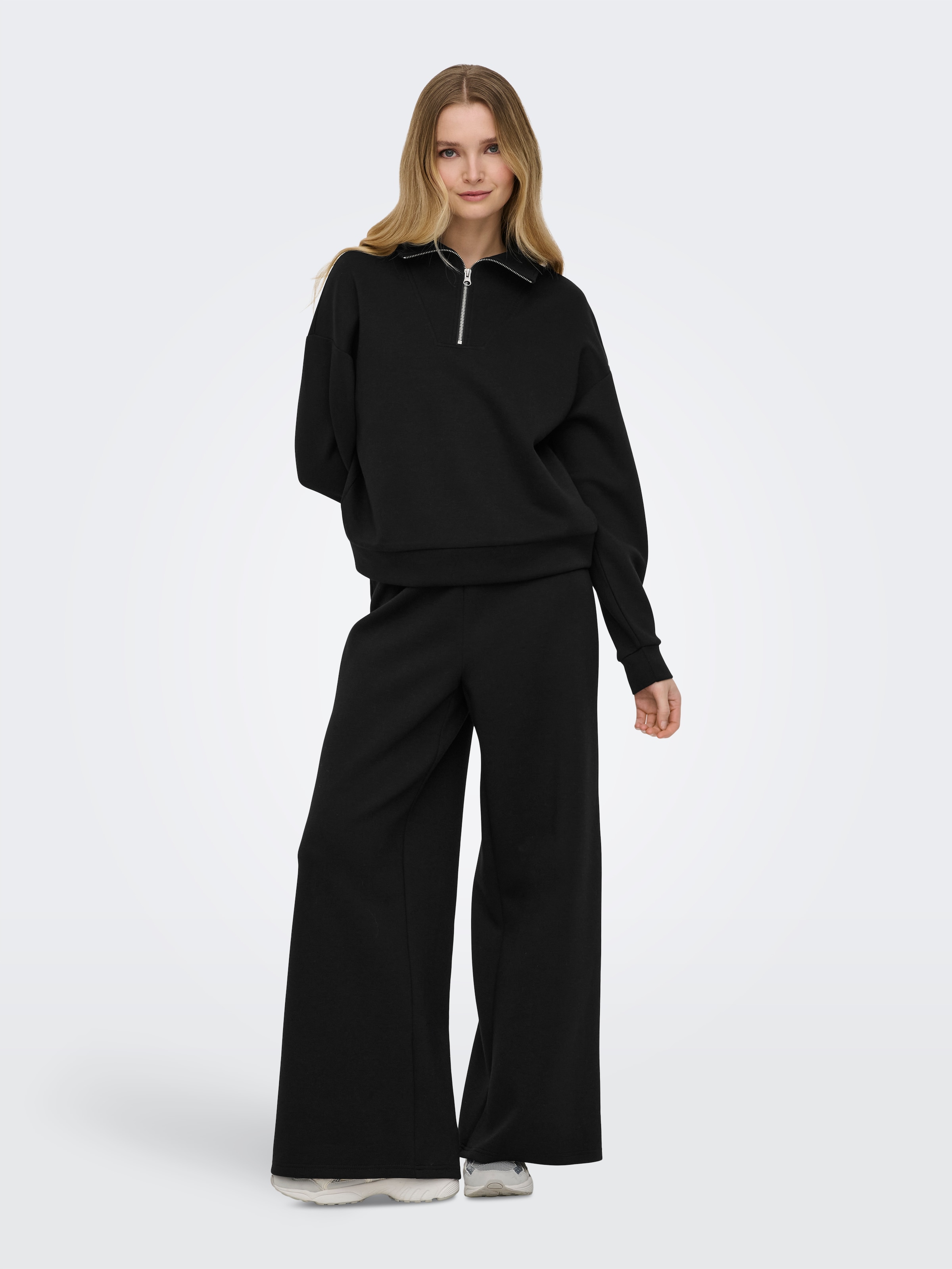 ONLY Play Sweater »ONPLOUNGE HN LS HZ DS SWT NOOS«, Materialmix, loose fit
