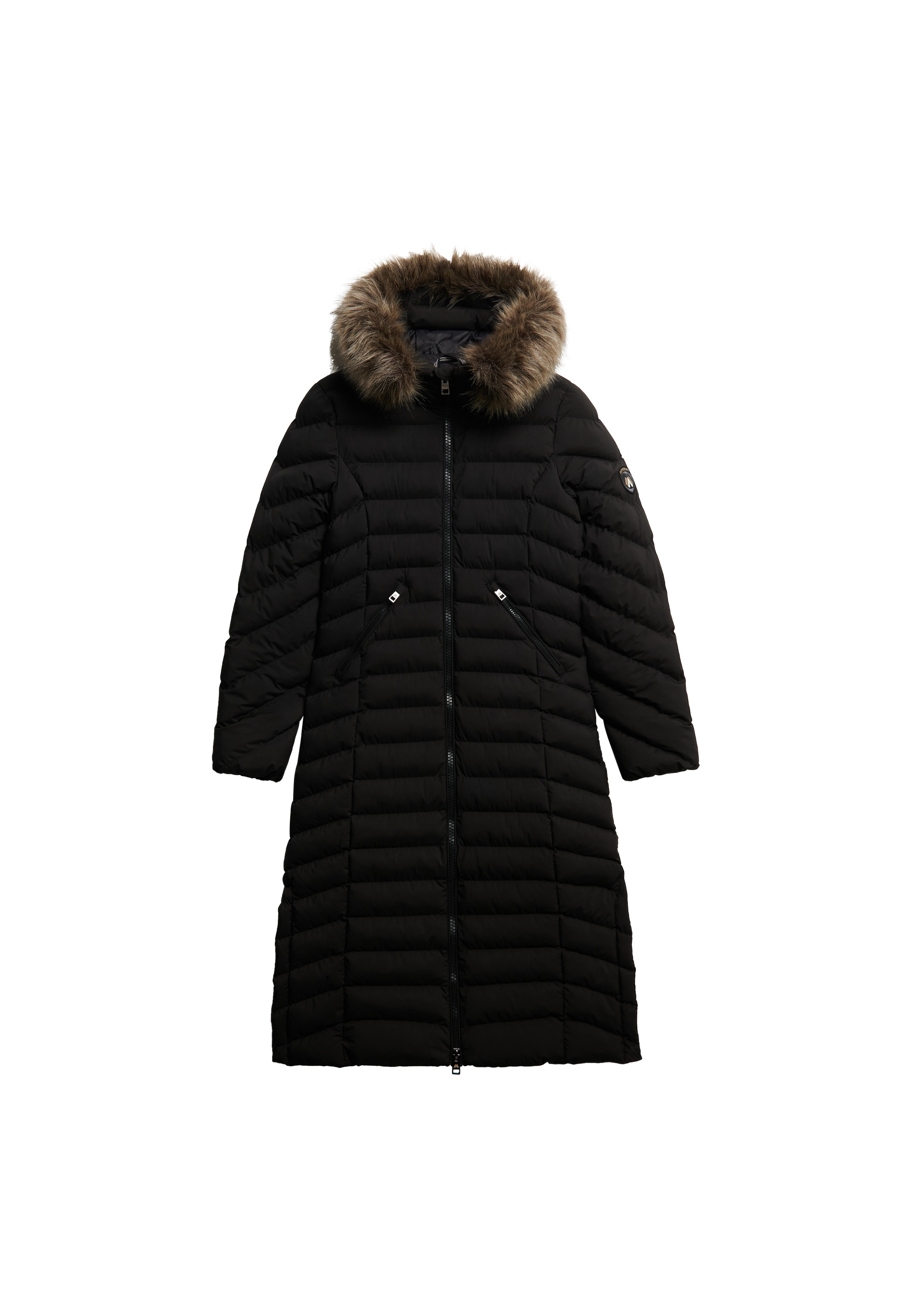 Superdry Steppjacke »FUJI FAUX FUR HOODED LONGLINE«, mit Kapuze
