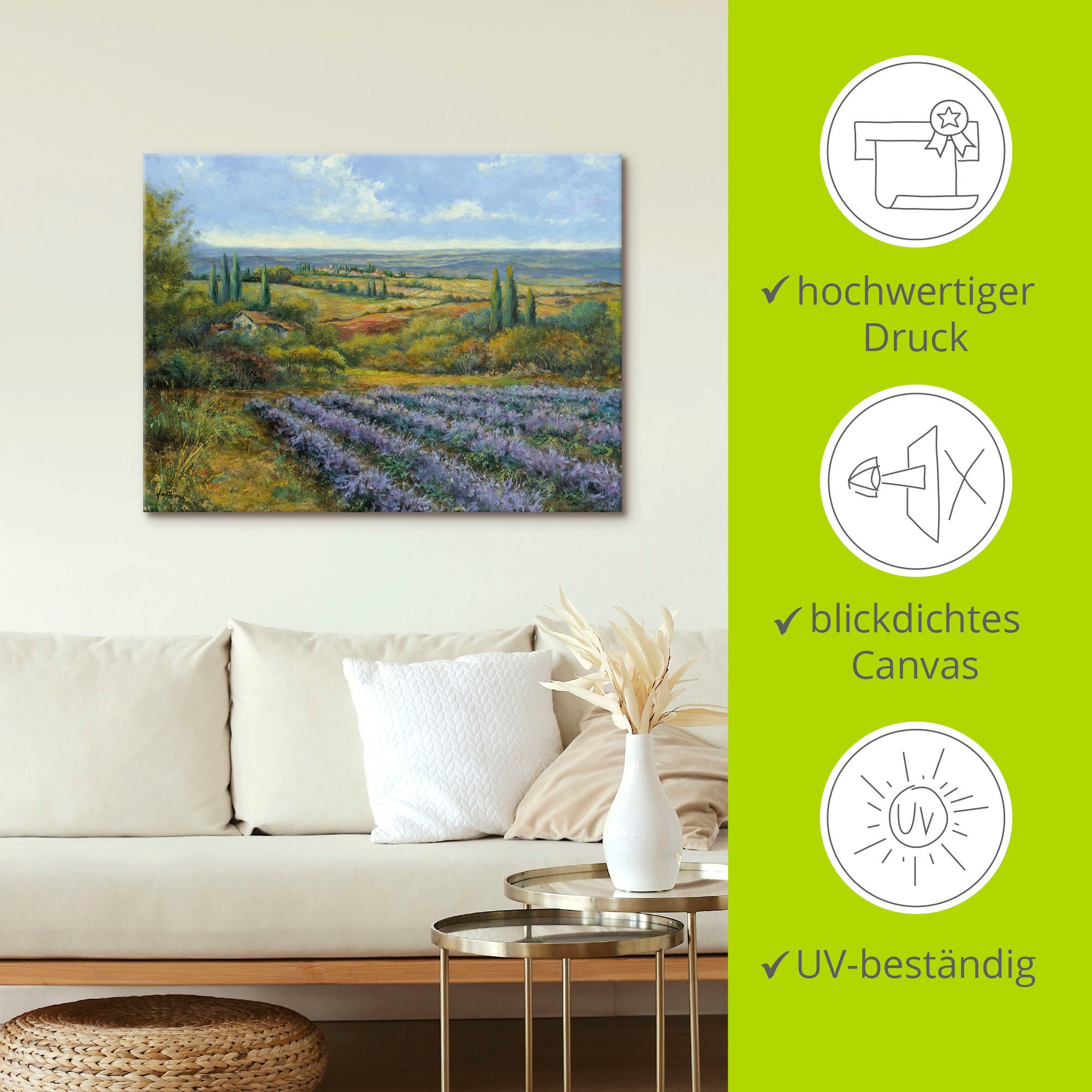 Artland Wandbild »Lavendelfelder in der Provence«, Europa, (1 St.), als Leinwandbild, Poster, Wandaufkleber in verschied. Grössen