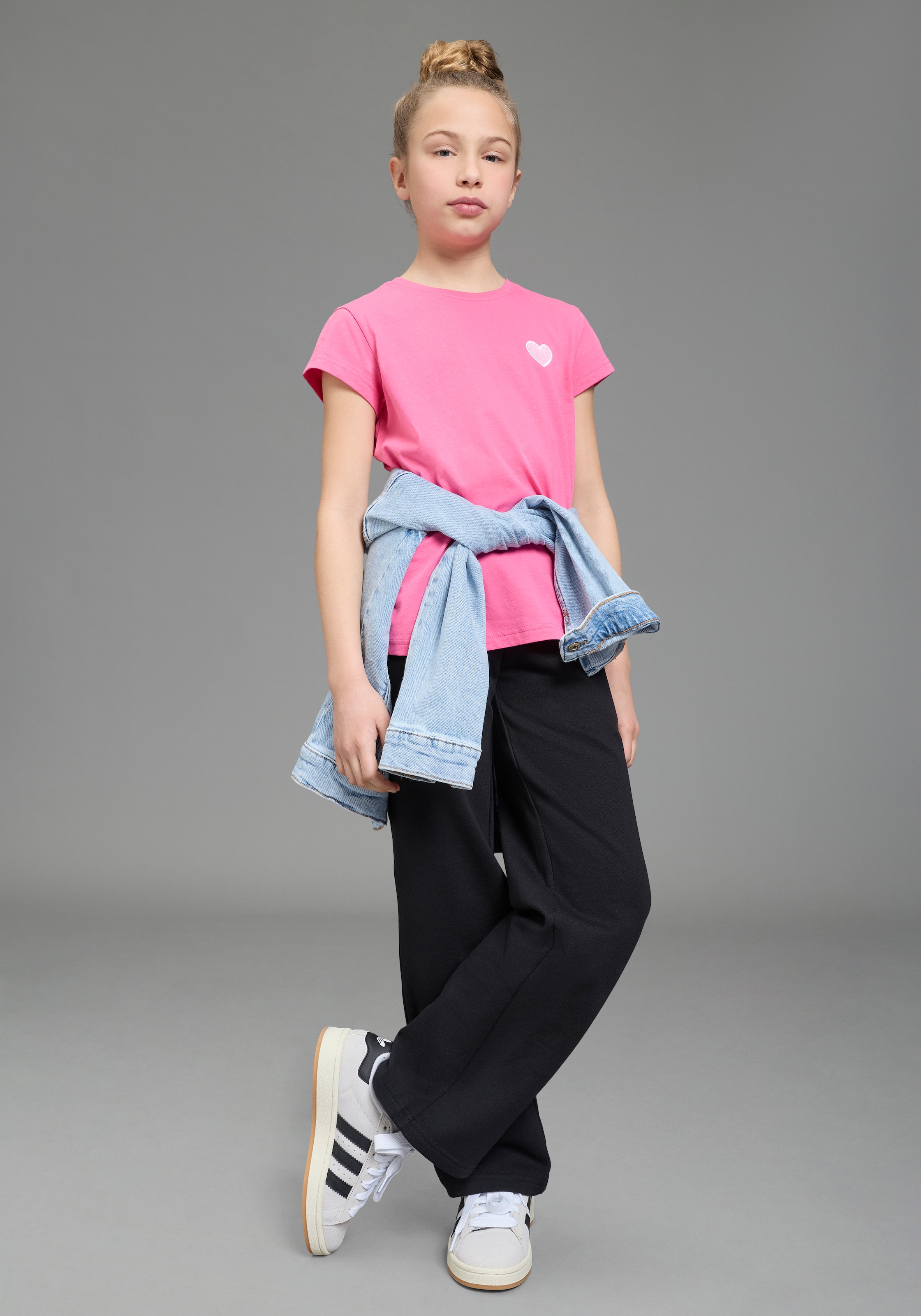 H.I.S T-shirt »3er Pack H.I.S Shirts mit Stickerei für Mädchen« Packung, 3, 3 pièces für Mädchen, Kurzarm, Basic Passform, aus Baumwolle