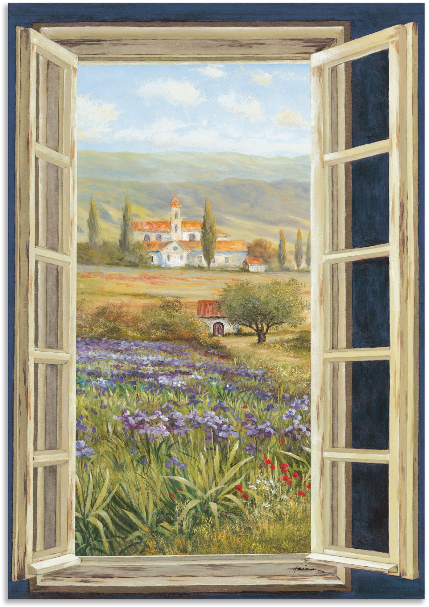 Image of Artland Wandbild »Provence Fensterblick«, Bilder von Europa, (1 St.), in vielen Grössen & Produktarten - Alubild / Outdoorbild für den Aussenbereich, Leinwandbild, Poster, Wandaufkleber / Wandtattoo auch für Badezimmer geeignet bei Ackermann Versand Schwe