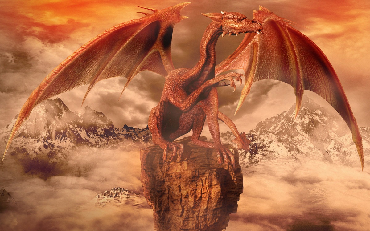 Image of Papermoon Fototapete "Fantasie Roter Drache"