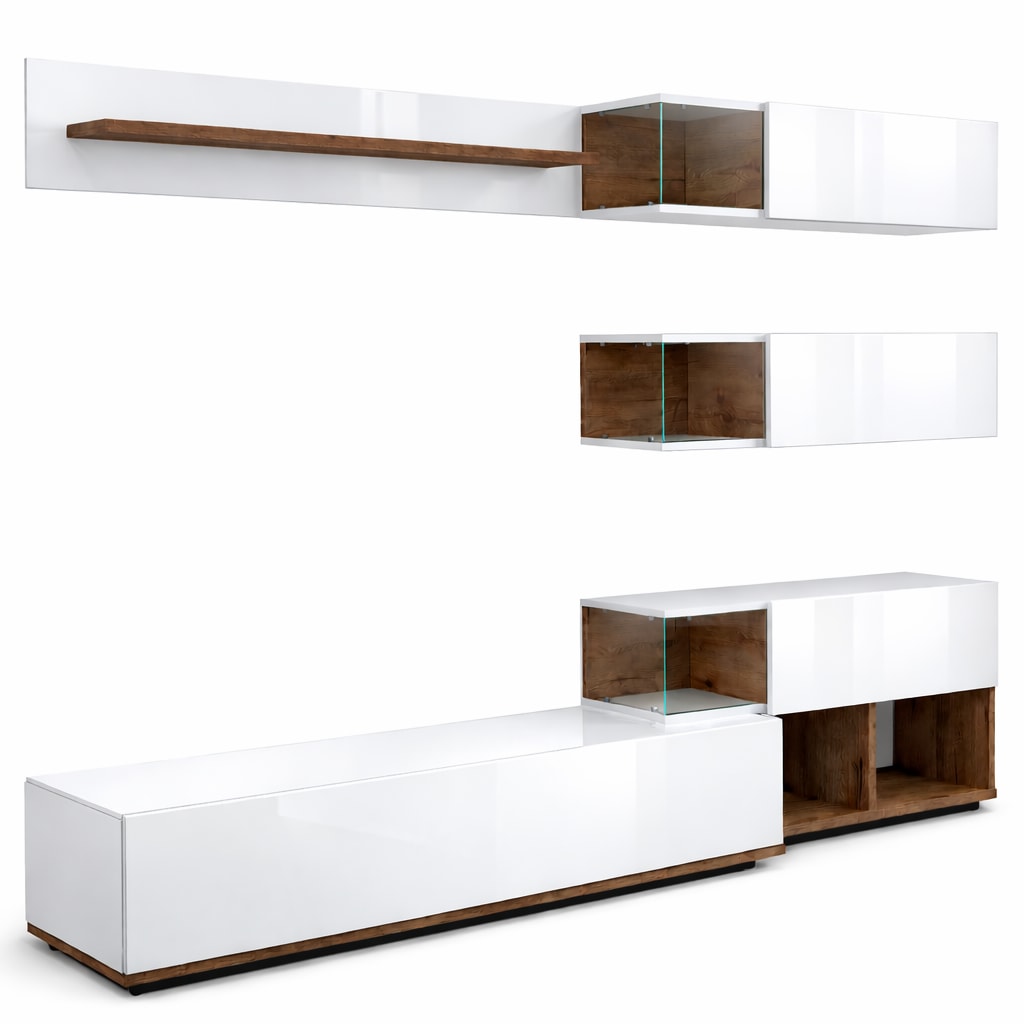 GOODproduct Wohnzimmer-Set »Lego Anbauwand, Wohnkombination, Wohnzimmer-Set« 4 Stk. tlg.