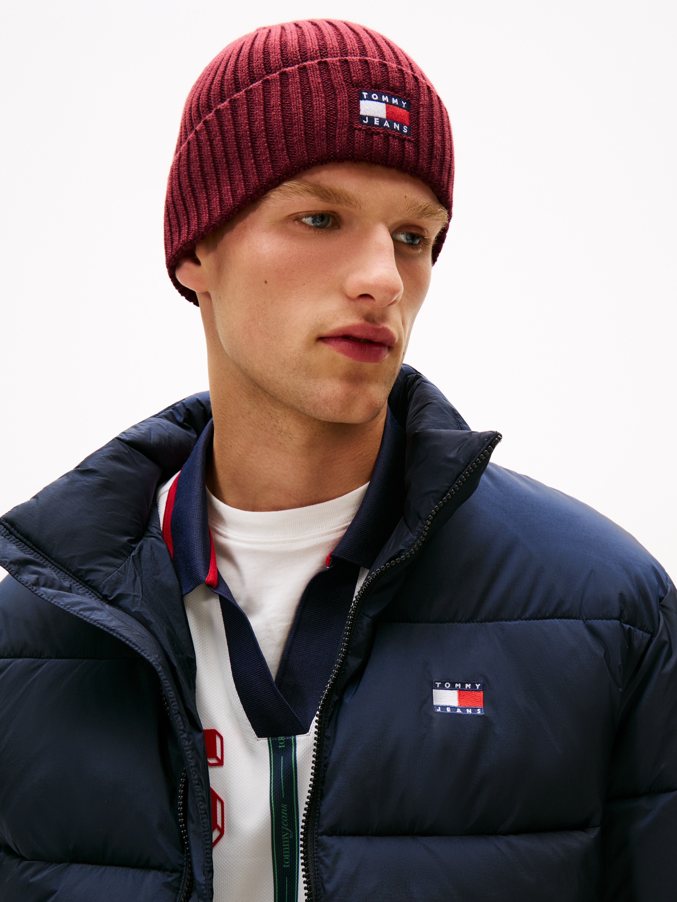 Tommy Jeans Beanie »TJM HERITAGE CORE«, Rippstrick, Umschlag, normale Passform