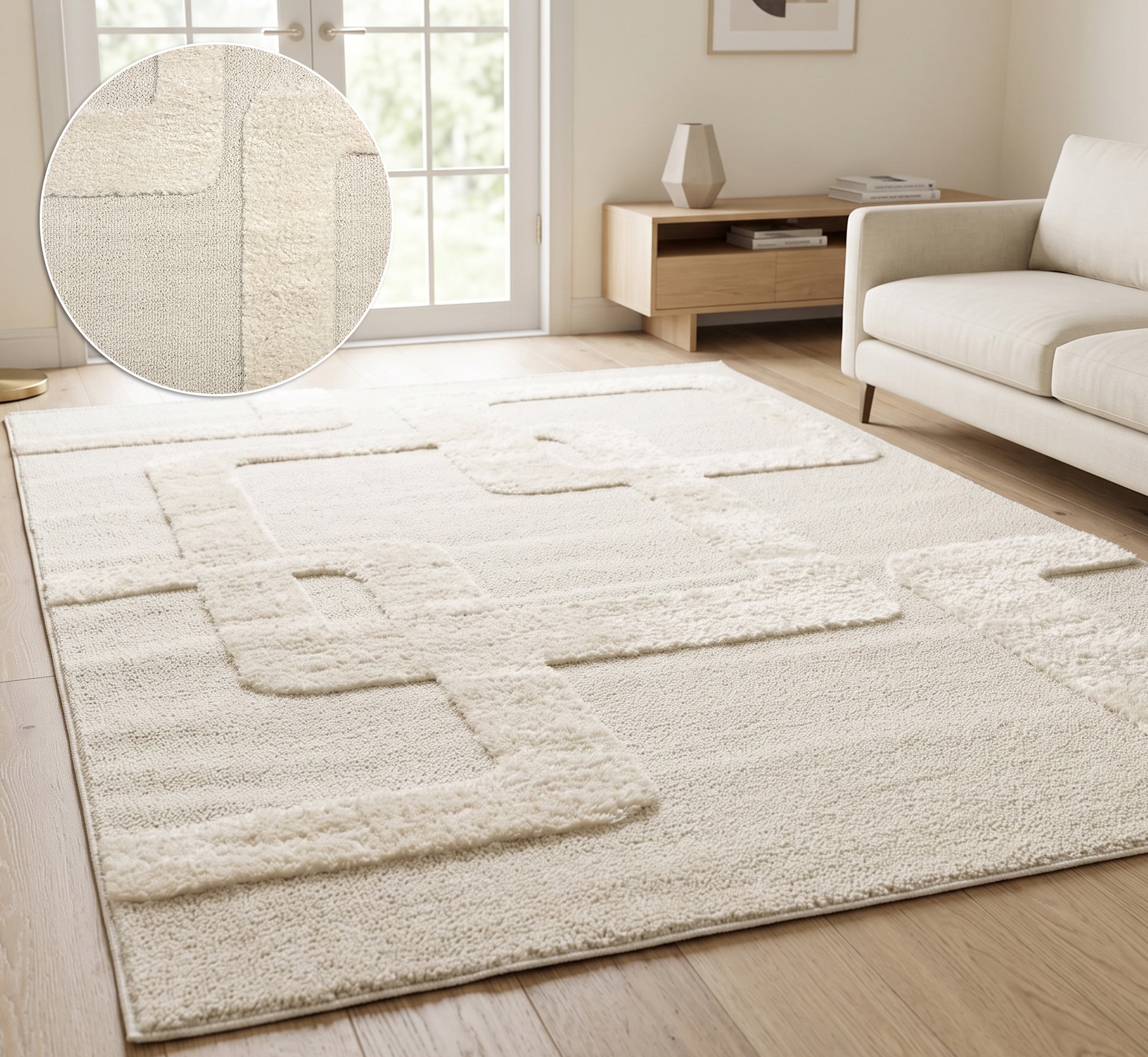 GOODproduct Teppich »Modea, geometrisches Muster« rechteckig 20 mm Höhe Ton-in-Ton, Hoch-Tief, weich, Wohnzimmer, Schlafzimmer