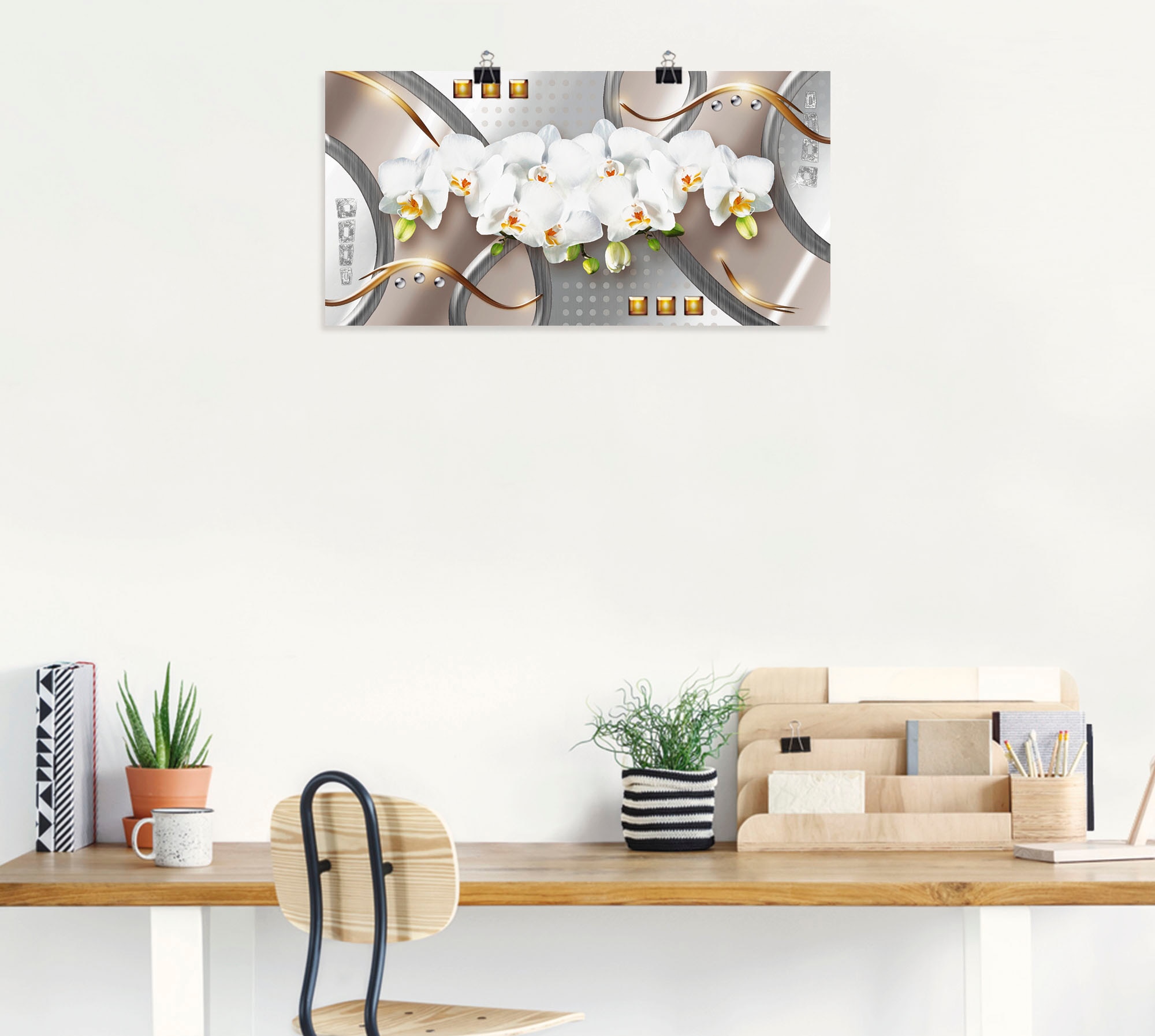Artland Wandbild »Orchideen mit Elementen«, Blumen, (1 St.), als Leinwandbild, Poster in verschied. Grössen