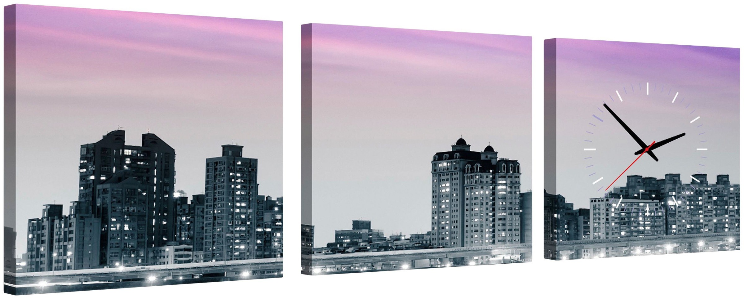 Image of Conni Oberkircher´s Bild »New York at Night - New York bei Nacht«, New York, (Set), mit dekorativer Uhr, Skyline bei Ackermann Versand Schweiz