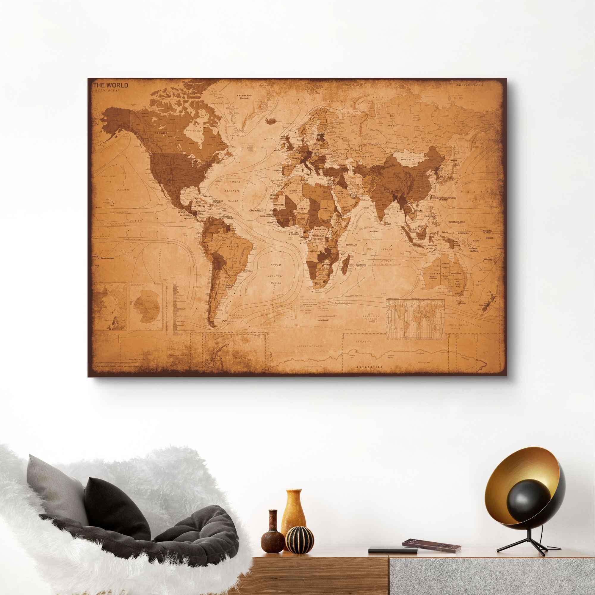 Reinders! Wandbild »Wandbild Weltkarte kaufen günstig (1 Landkarte - Weltkarte, Vintage St.) - Kontinente«