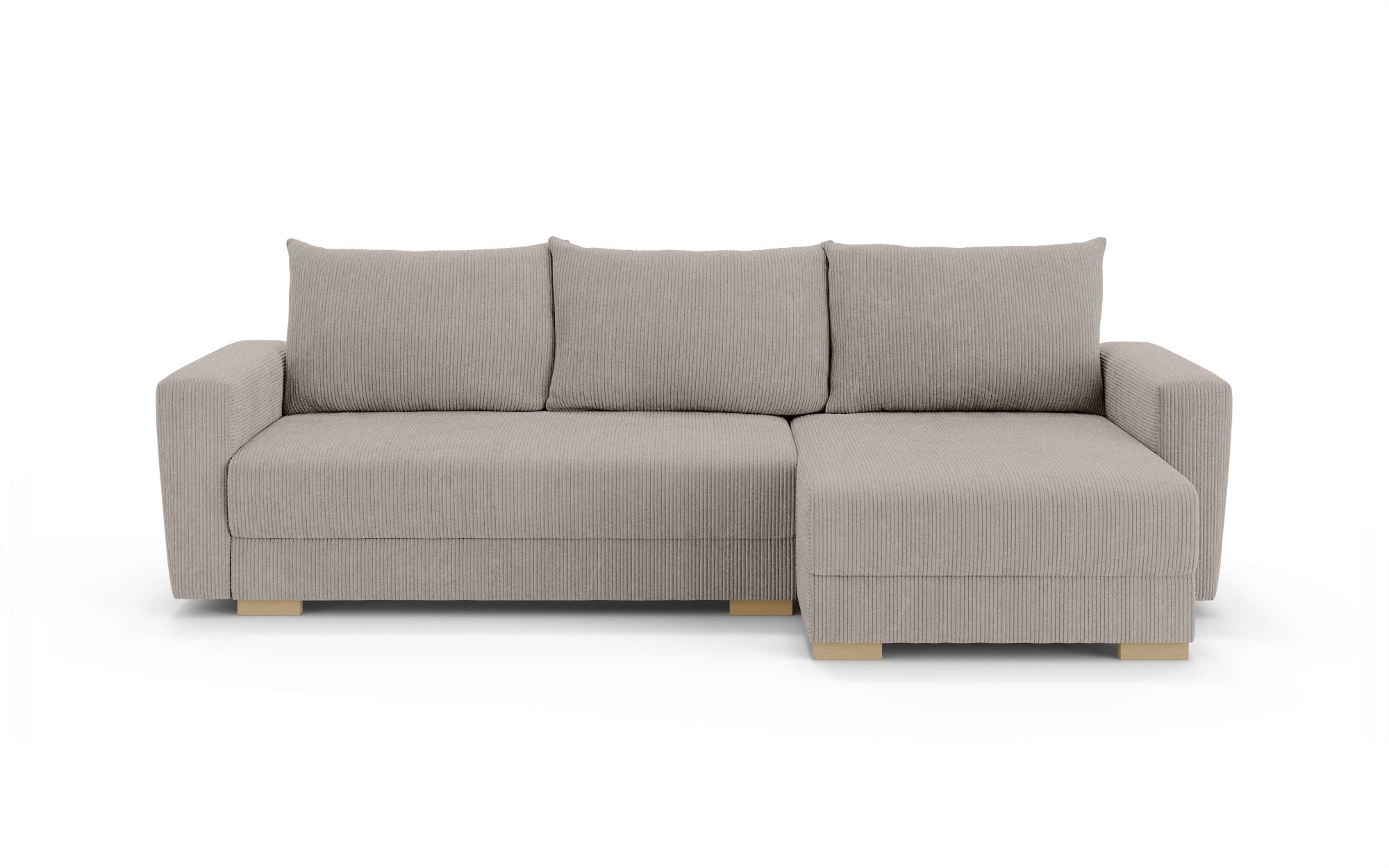 Home affaire Canapé d'angle »MAGHERA universell Schlafsofa mit Bettkasten, Masse B/T/H: 255/142/84cm« L-Form mit Recamiere rechts oder links montierbar, hoher Sitzkomfort