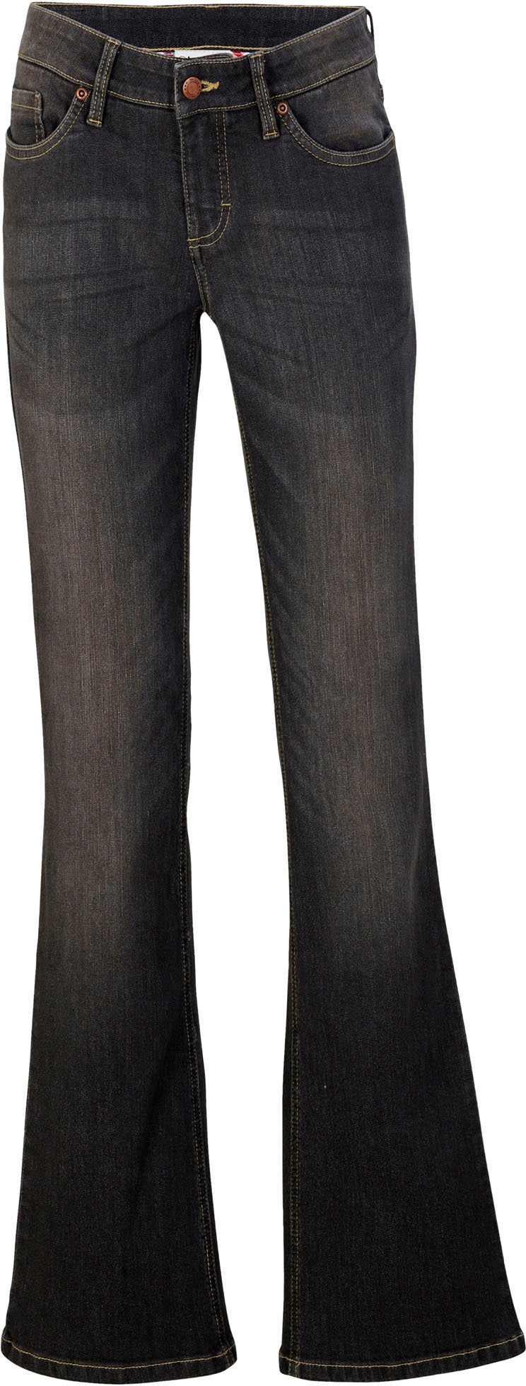 bonprix Jeans bootcut »Bootcut Jeans Mid Waist, Komfort-Stretch« Slim Fit Passform, aus Baumwollmischung mit Stretch-Anteil
