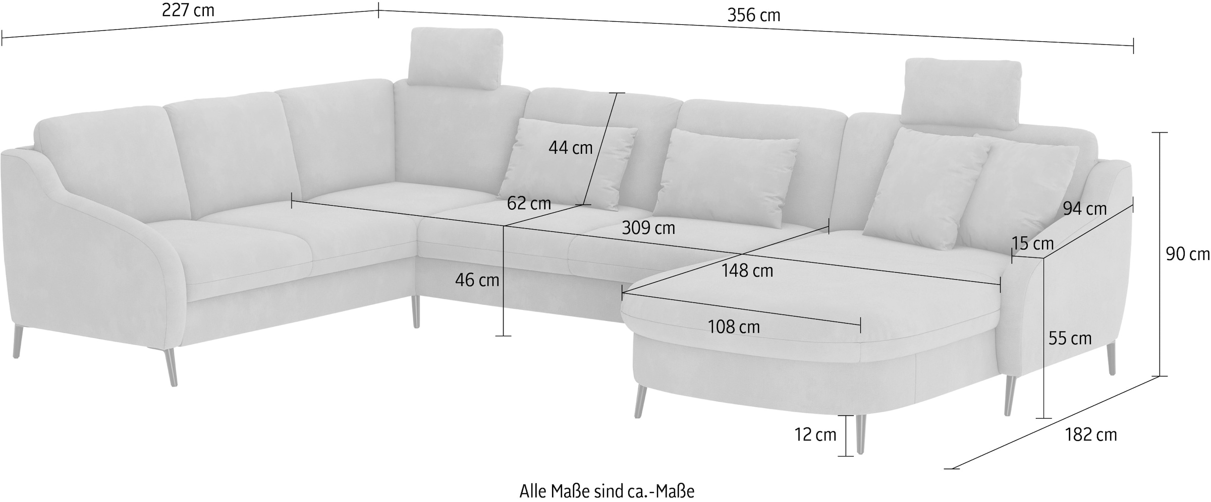sit&more Wohnlandschaft »Soul U-Form«, wahlweise mit Bettfunktion und Bettkasten oder Schubkasten